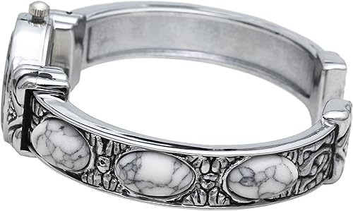 Miniatura 4 de Blekon Reloj con tachuelas de piedra para mujer, caja de 0.866 in, movimiento de cuarzo japonés y brazalete grande, se adapta mejor a muñecas de 7 a