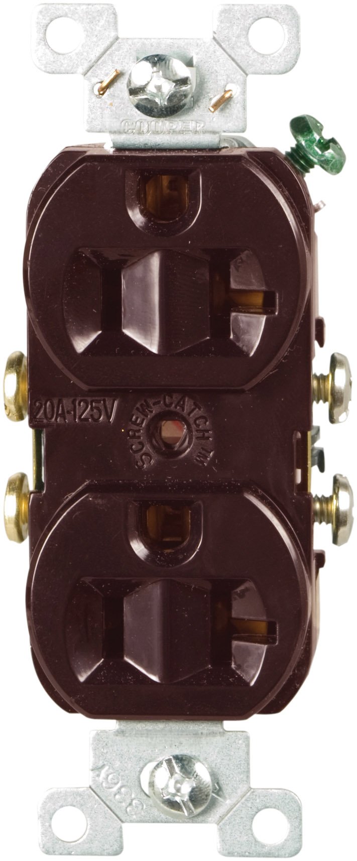 EATON Wiring CR20B-SP-L Commercial Grade Straight Blade Duplex Receptacle with 20-Amp, 125-Volt, 5-20-NEMA Rating, Brown