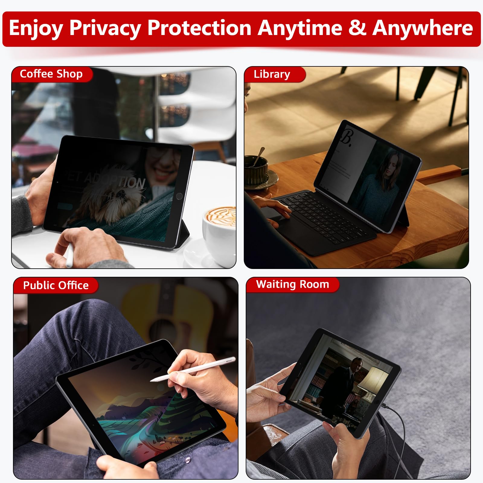 Pellicola Privacy Vetro Temperato ProCase Per IPad 10.2'' 9a/8a/7a Generazione – Antispia 9H