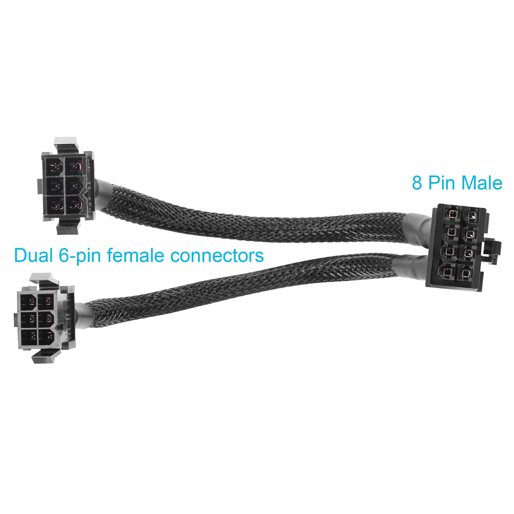 Doppio cavo di commutazione dell'alimentazione della GPU da 6 pin femmina a 8 pin maschio per la conversione dell'alimentazione della scheda grafica nei PC desktop - 22,5 cm/8,8 pollici