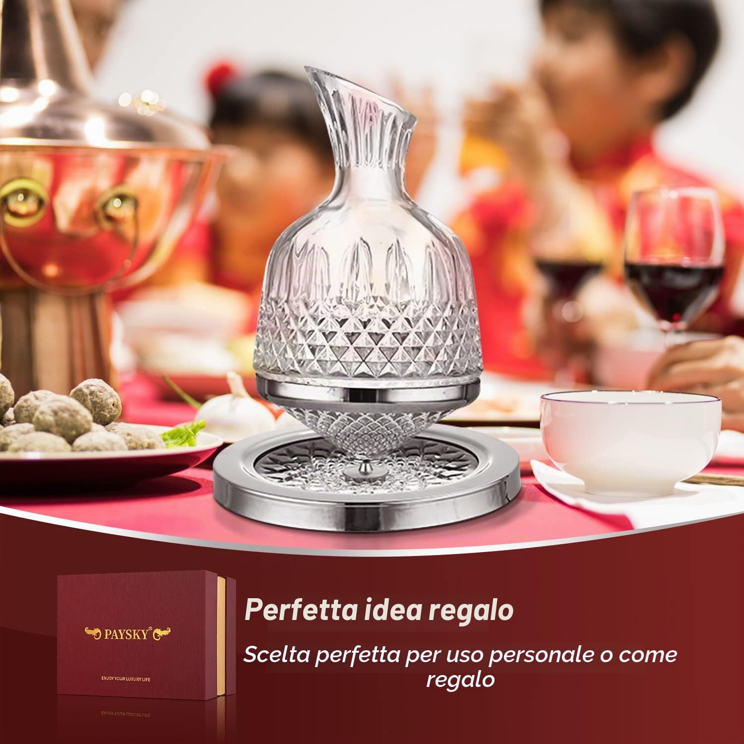 Decanter per vino in cristallo con decanter per vino, con scatola di lusso. Caraffa per vino rosso, regalo di nozze per uomini o donne, caraffa per vino, regalo di nozze