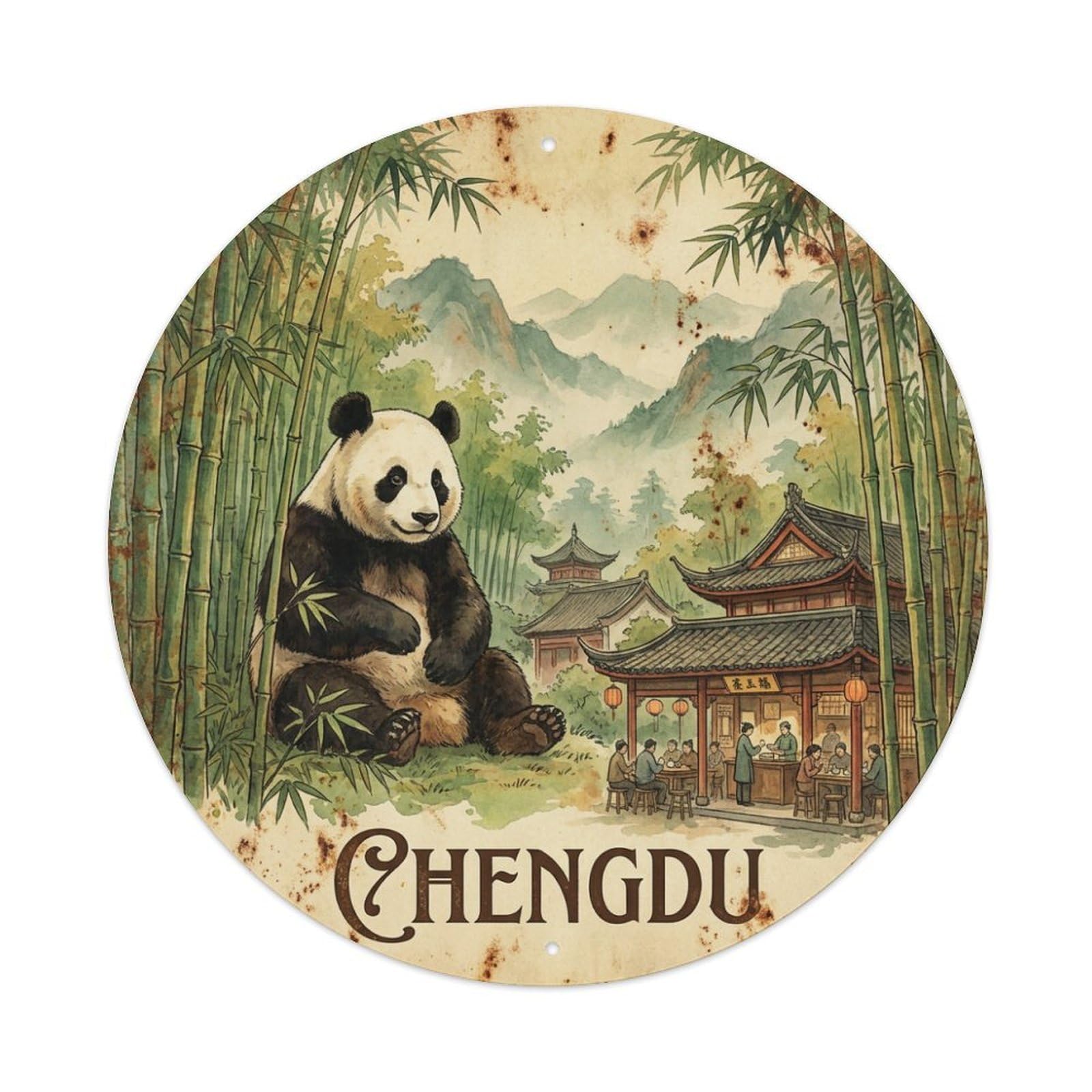 China Vintage Travel Chengdu Metal Tin Sign