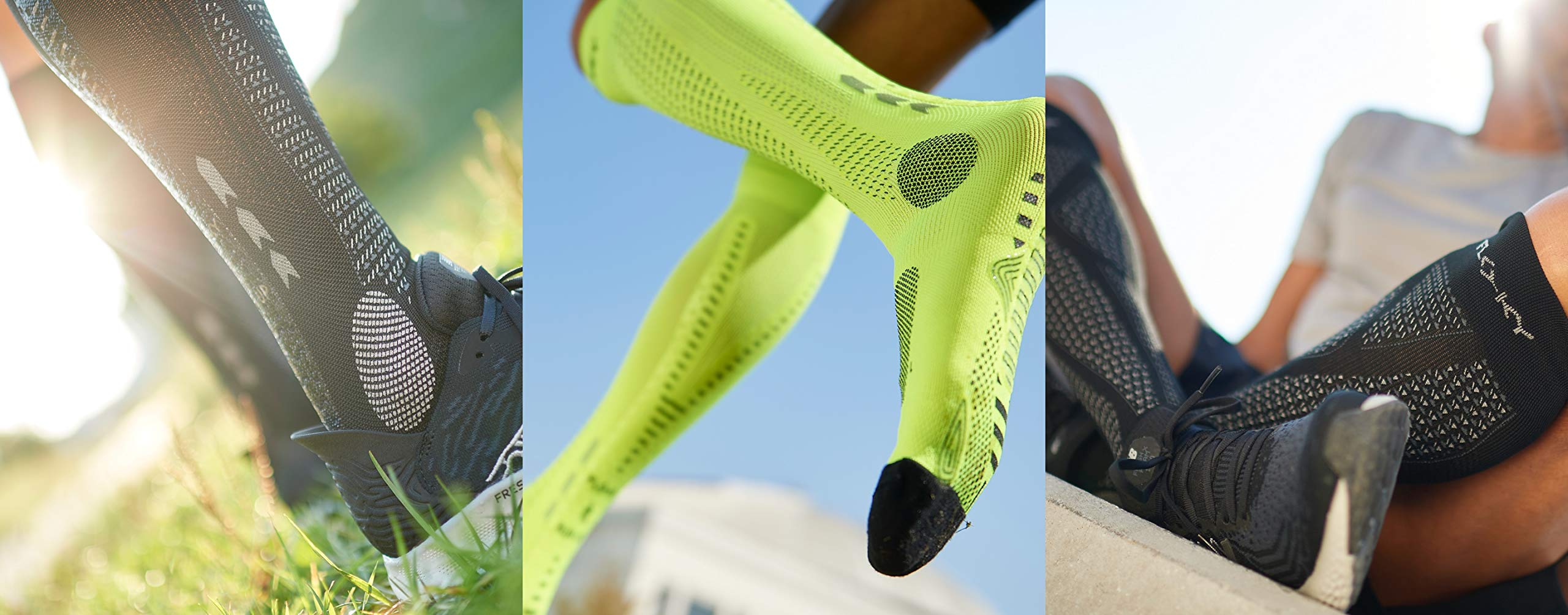 FLOKY, Calze Running Run-Up Long, Calze a Compressione Uomo e Donna, Adatte per attività di Lunga Durata Come Running e Trekking, Protezione dagli infortuni, Aumenta Le Prestazioni, Made in Italy