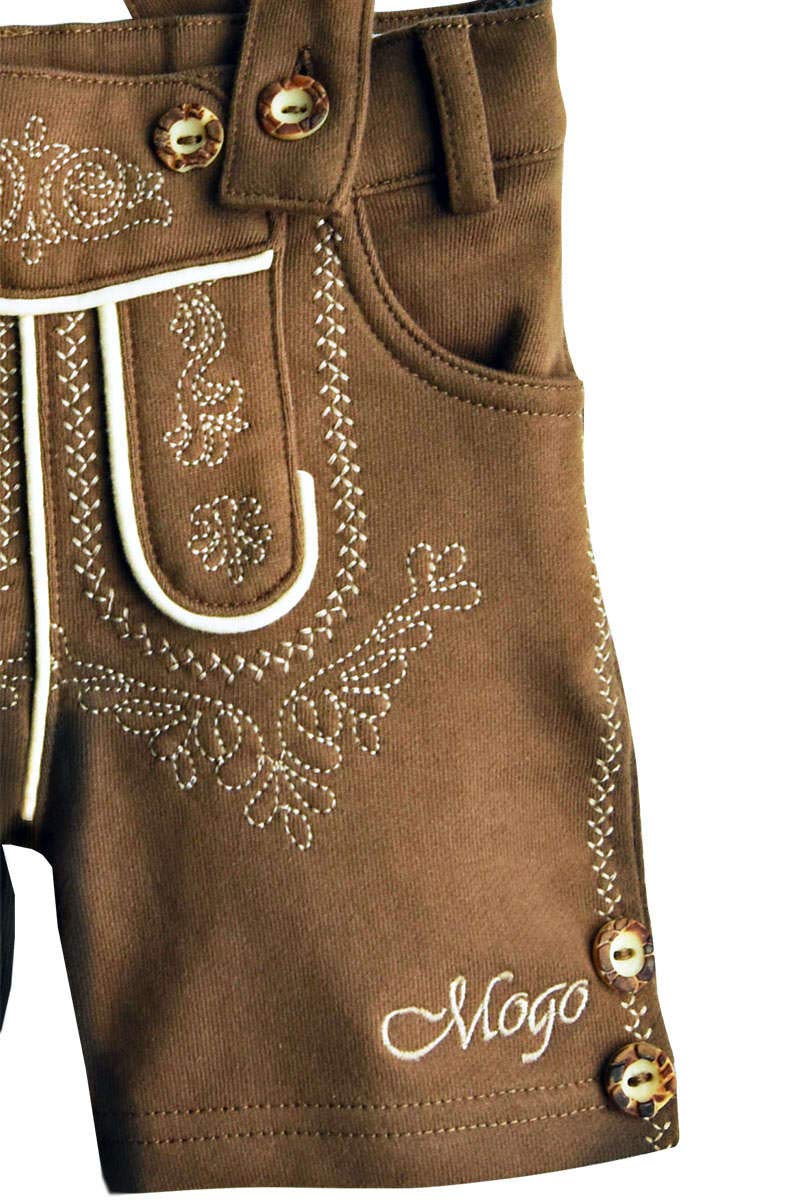 Mogo Jungen Kurze Baby-Hose Lederhosenstyle Hellbraun, HELL/BEIGE (Hellbraun), 50/56