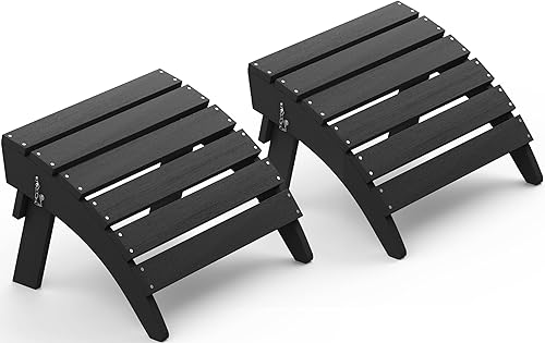 SERWALL Juego de 2 reposapiés plegables Adirondack, otomanas Adirondack sin montaje, color negro