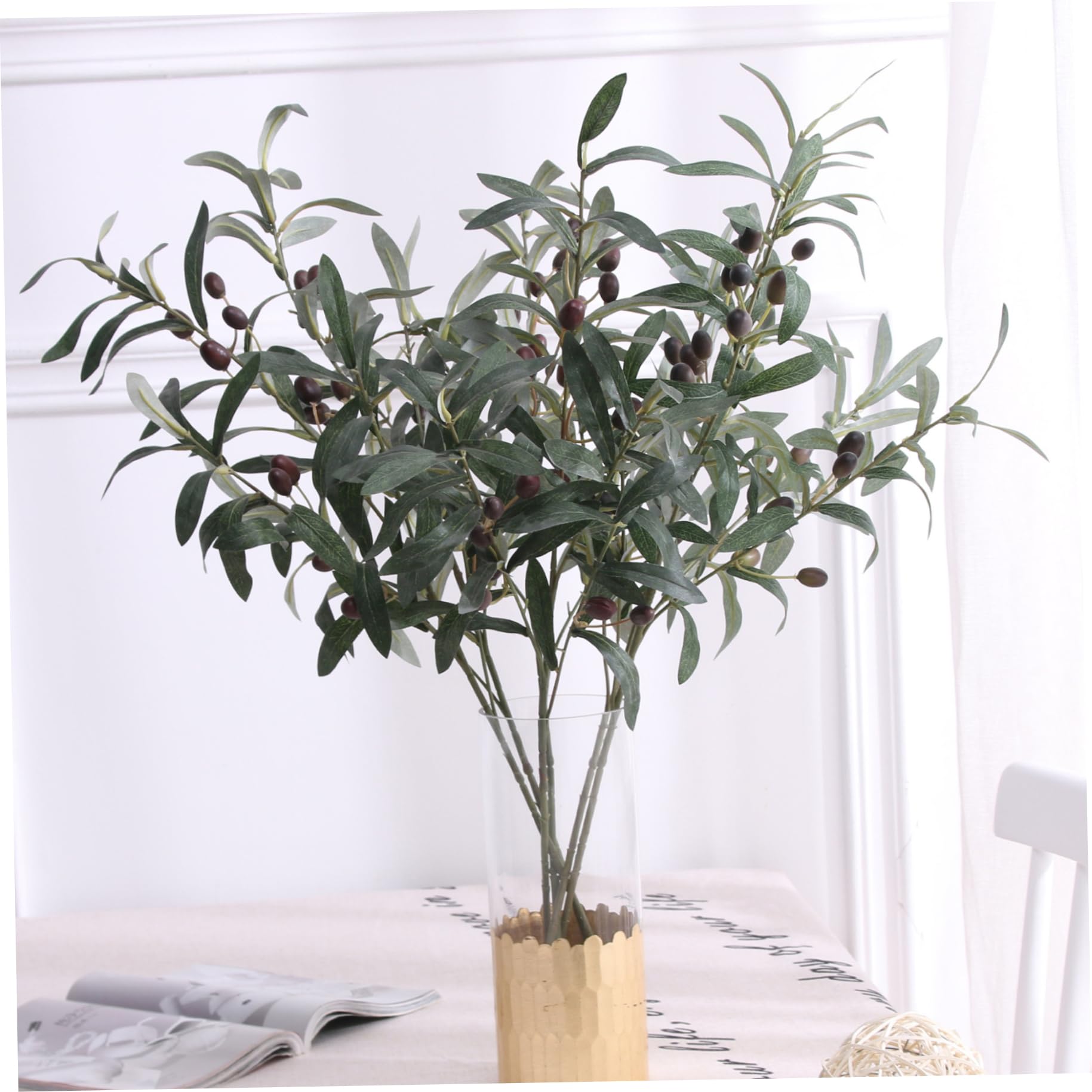 Branches artificielles d'olivier avec olives pour décor de bureau et salon chaleureux