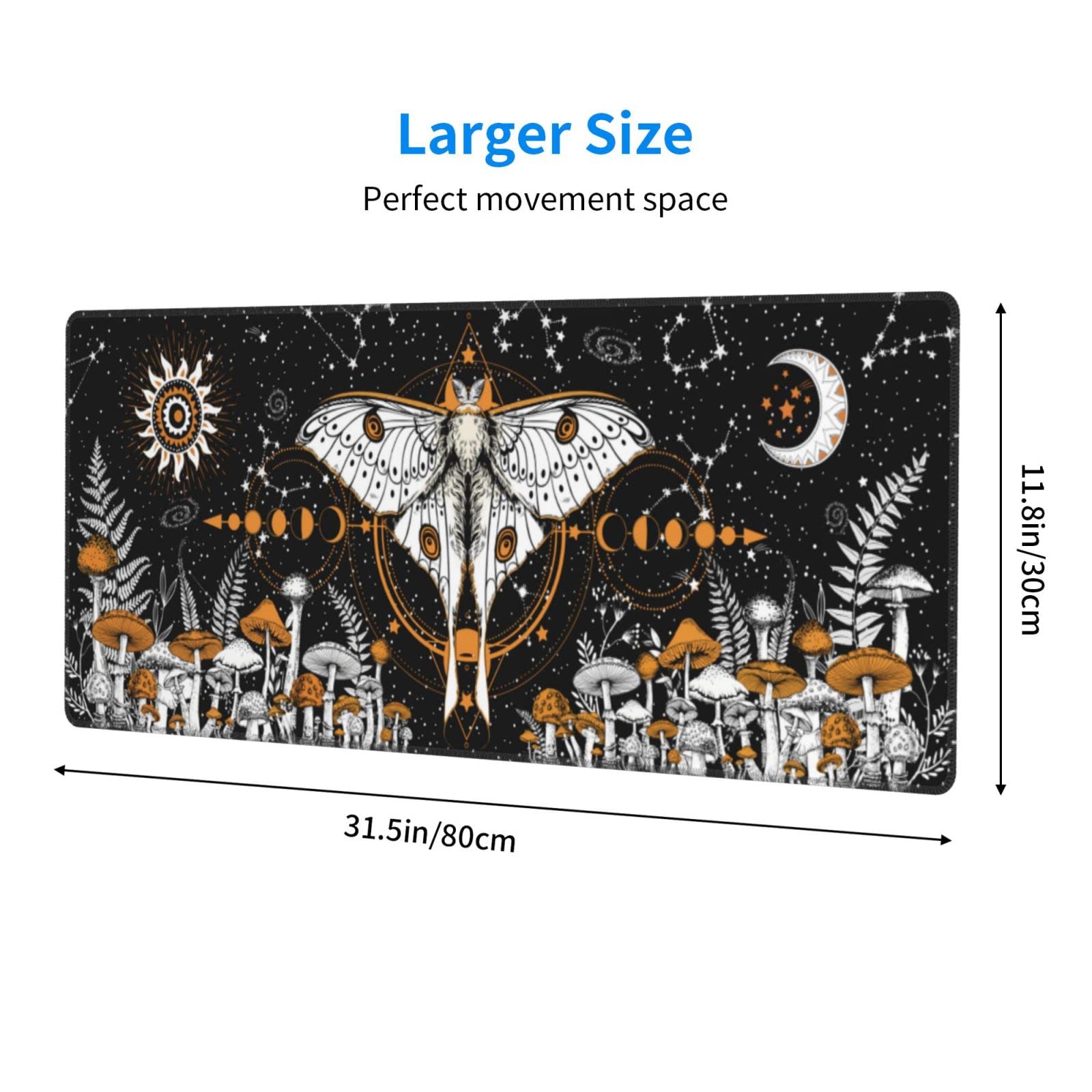 Salelf Alfombrilla De Mouse Grande De 31.5 X 11.8 Pulgadas Con Diseño De Hongos De Dibujos Animados, Alfombrilla Para Teclado De Escritorio Para Trabajo, Jugar, Oficina, Hogar Con Base De Goma