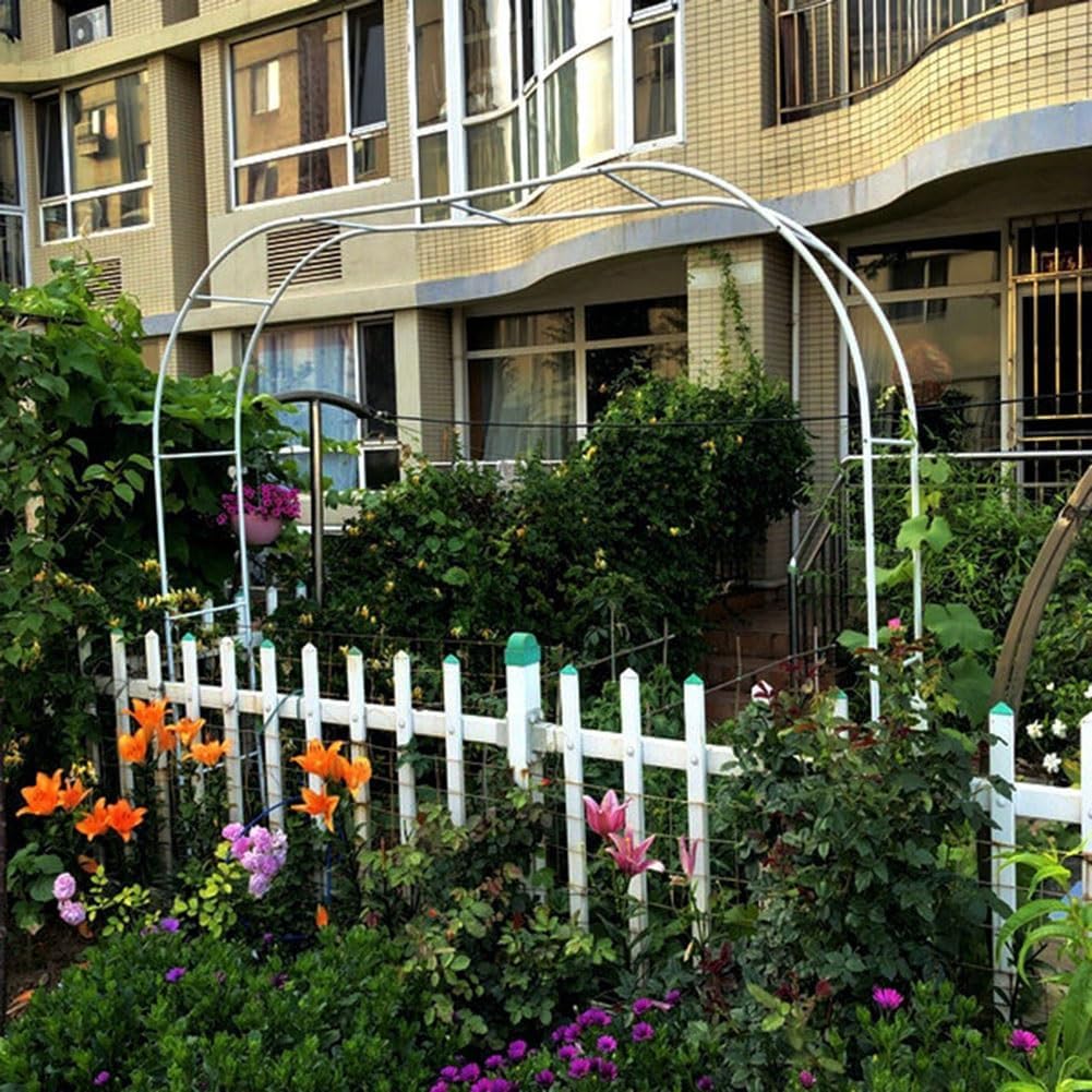 Outdoor Metal Garden Trellis for Climbing Plants - Elegant Pergola Arbor Arch for Vines, Jasmine, Roses - Perfect Wedding Archway & Courtyard Decor (White, 79" W x 91" H x
