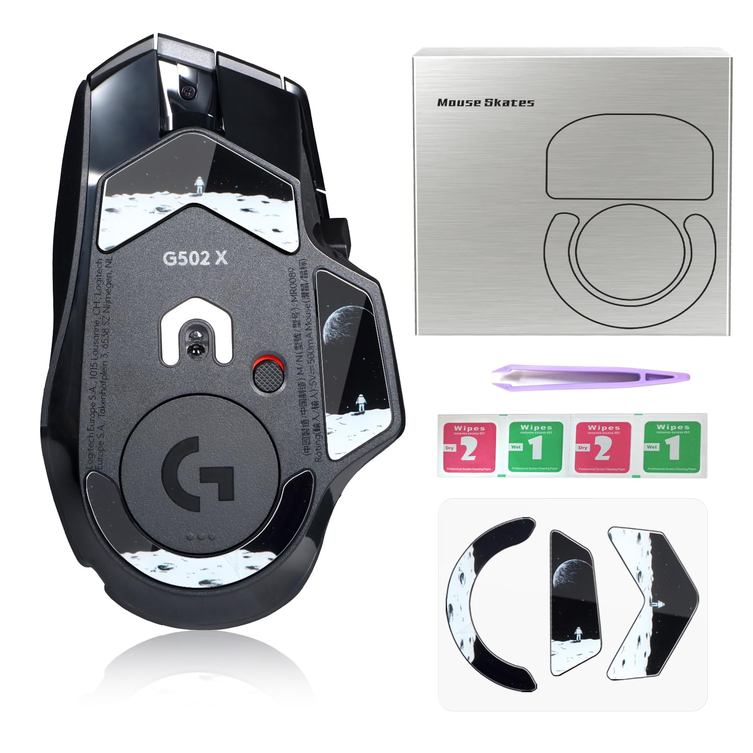 immoenuc Glass Mouse Skates for Logitech G502 X Plus & G502 X Lightspeed Wireless Gaming Mouse Feet Pads Smooth Durable Game Mouse Accessories Slimmer Toughened Glass Fabrication