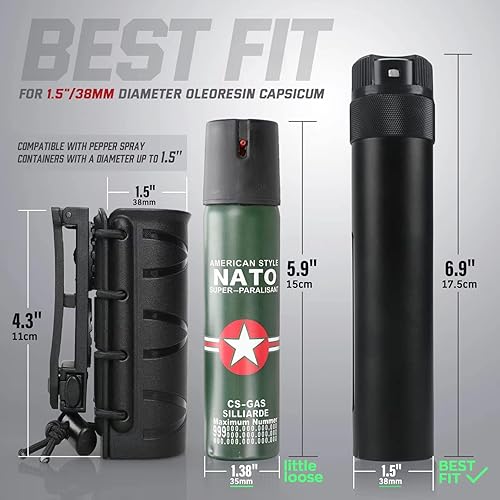 Miniatura 3 de LIVANS OC - Funda de pulverización para cinturón de servicio, soporte de spray de pimienta táctica de policía con cuerda elástica apretada para MK3