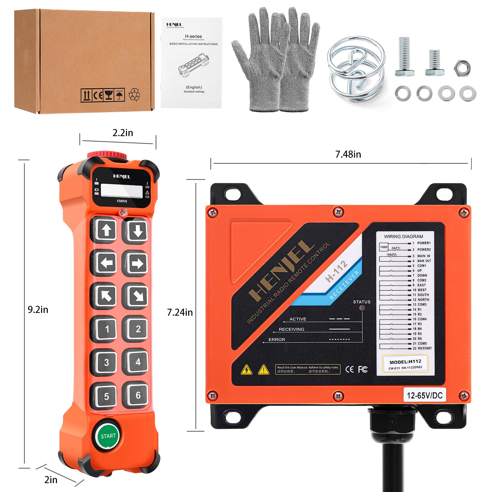 12 pulsanti 2 trasmettitori e 1 ricevitore Telecomando gru senza fili 24-264V 24V 36V 220V telecomando per gru industriale Telecomando per gru a ponte carroponte