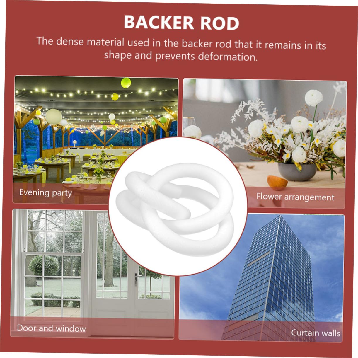 WOONEKY Caulking Filler Rod Foam Backer Rod for Gaps Concrete Building Products