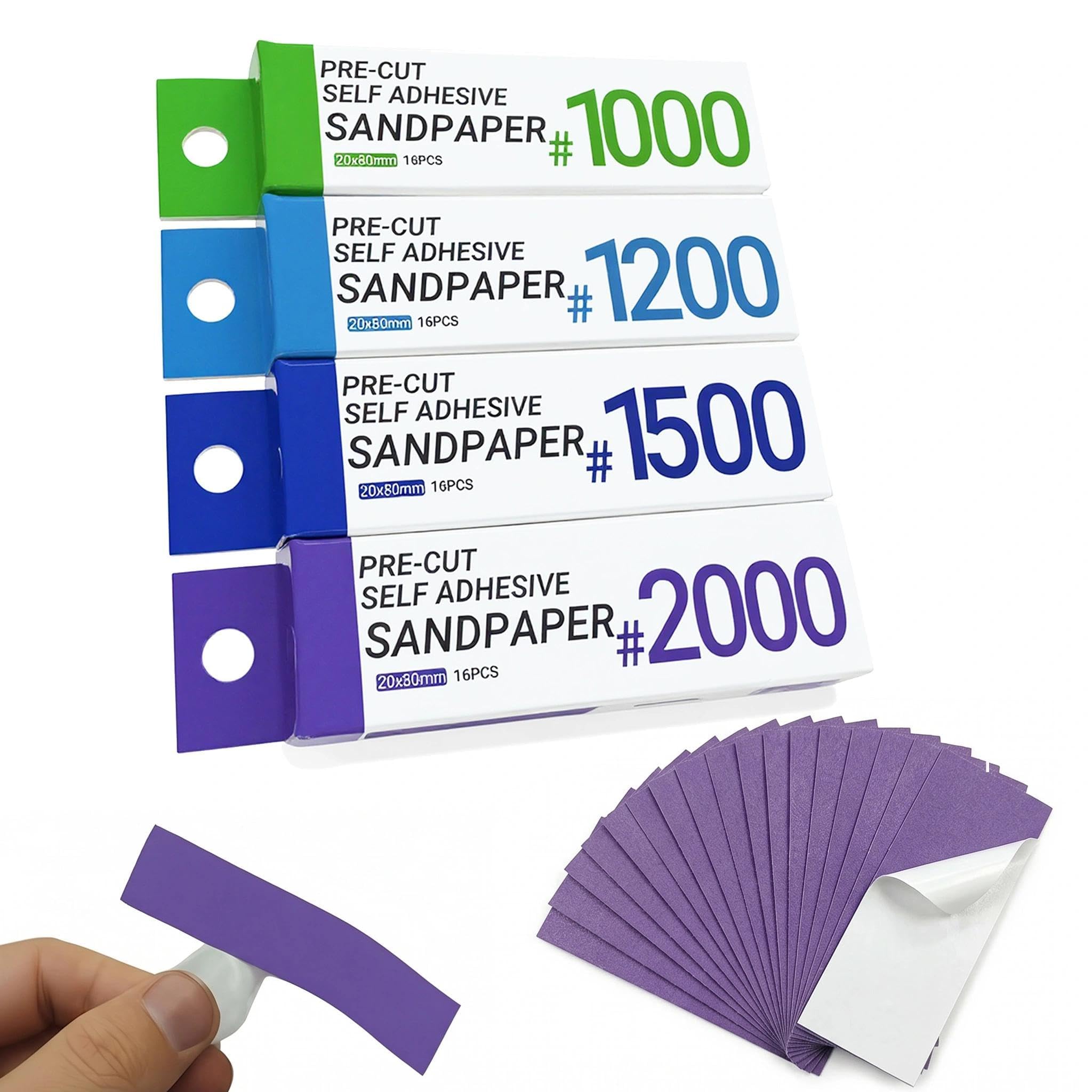 Magicrose Hobby Model Tools Self Adhesive Sandpaper, Waterproof Washable Reusable Sandpaper 400/600/800 Grit for Hobbies DIY Model Sanding (1000/1200/1500/2000)