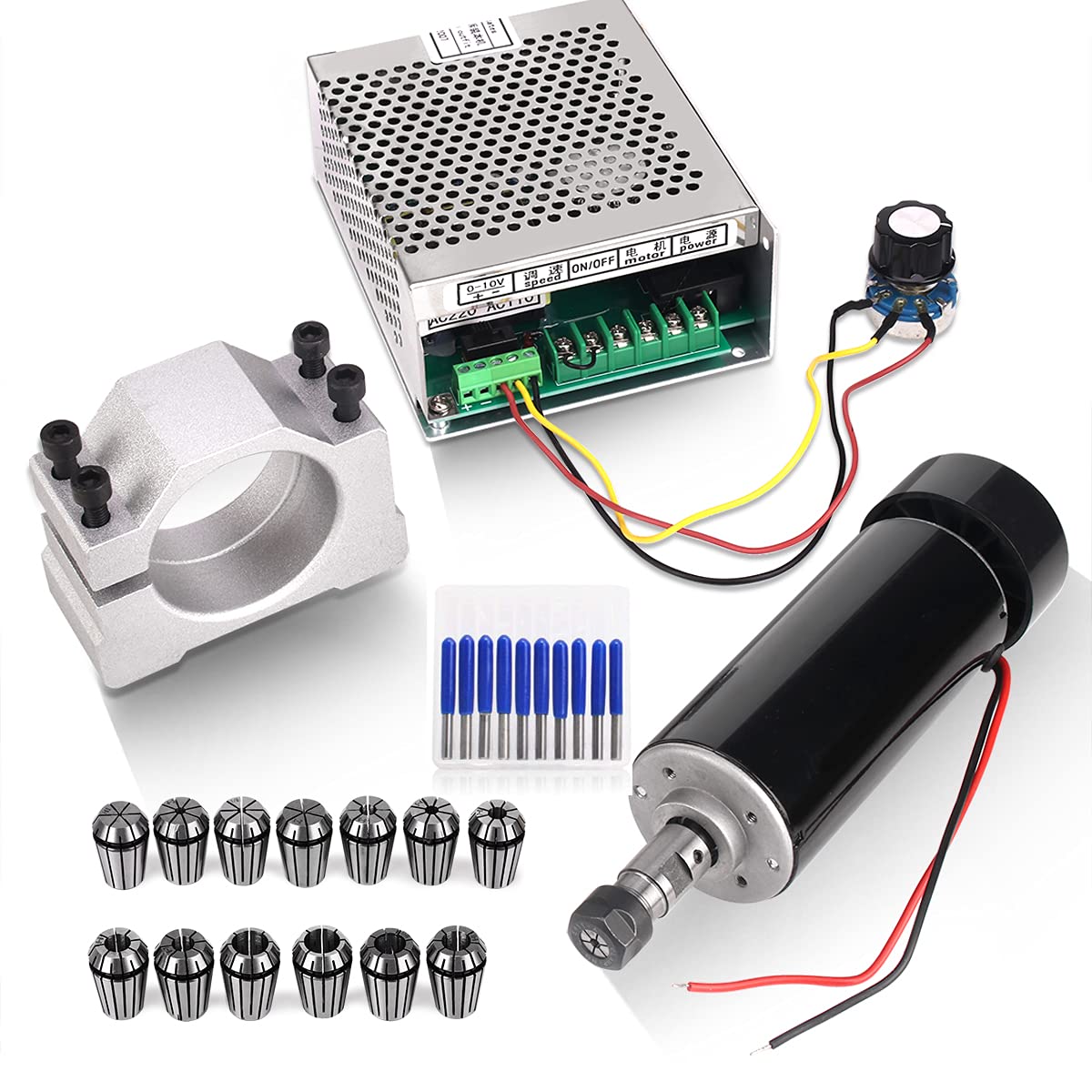 500W Hava Soğutmalı 0.5kw Mini Mil Motor+220V MACH3 Hız Güç