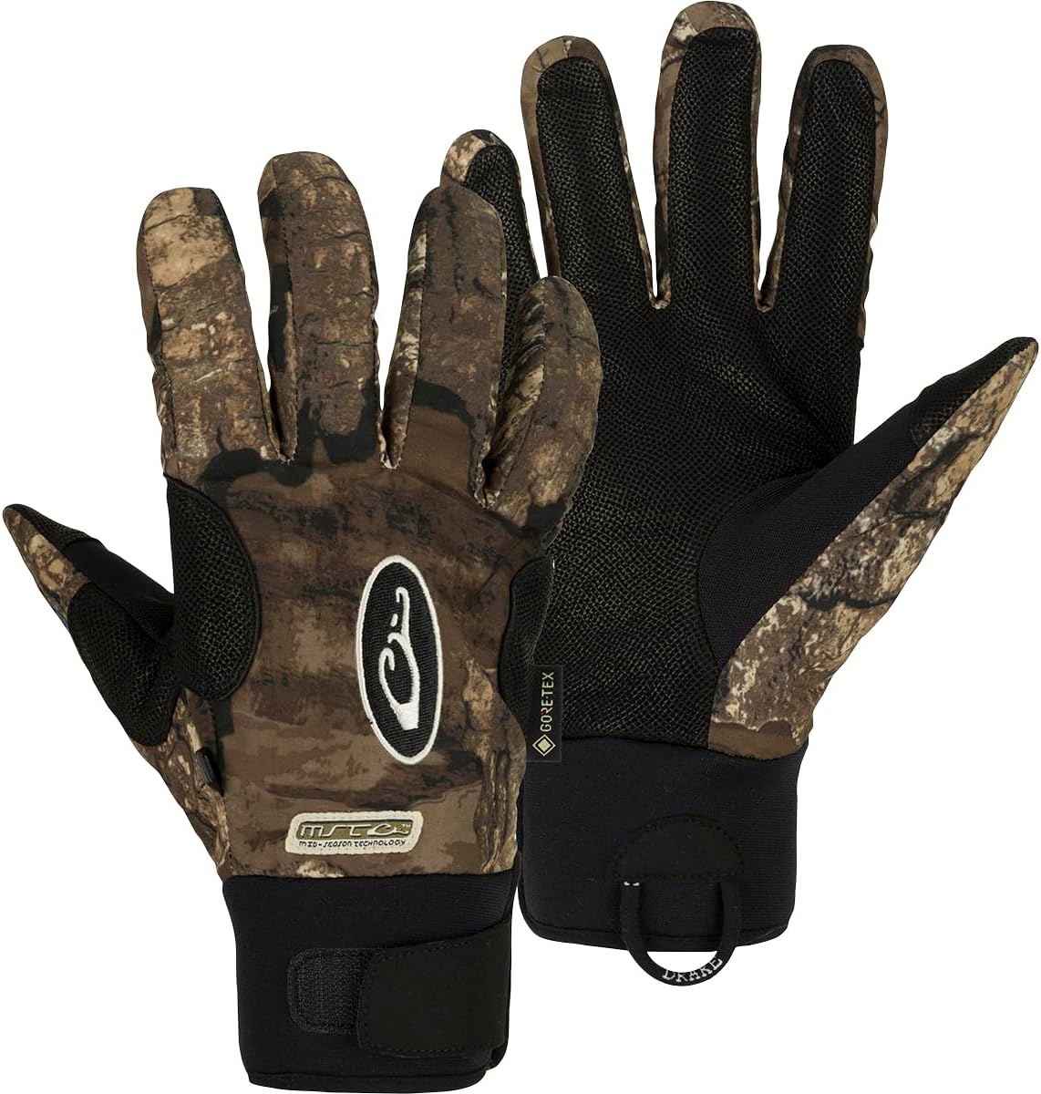 Drake Waterfowl Hunting MST Refuge HS Gore-TEX Waterproof Mid-Season Gloves with Fleece Lining, Leather Palm & Velcro Cuff