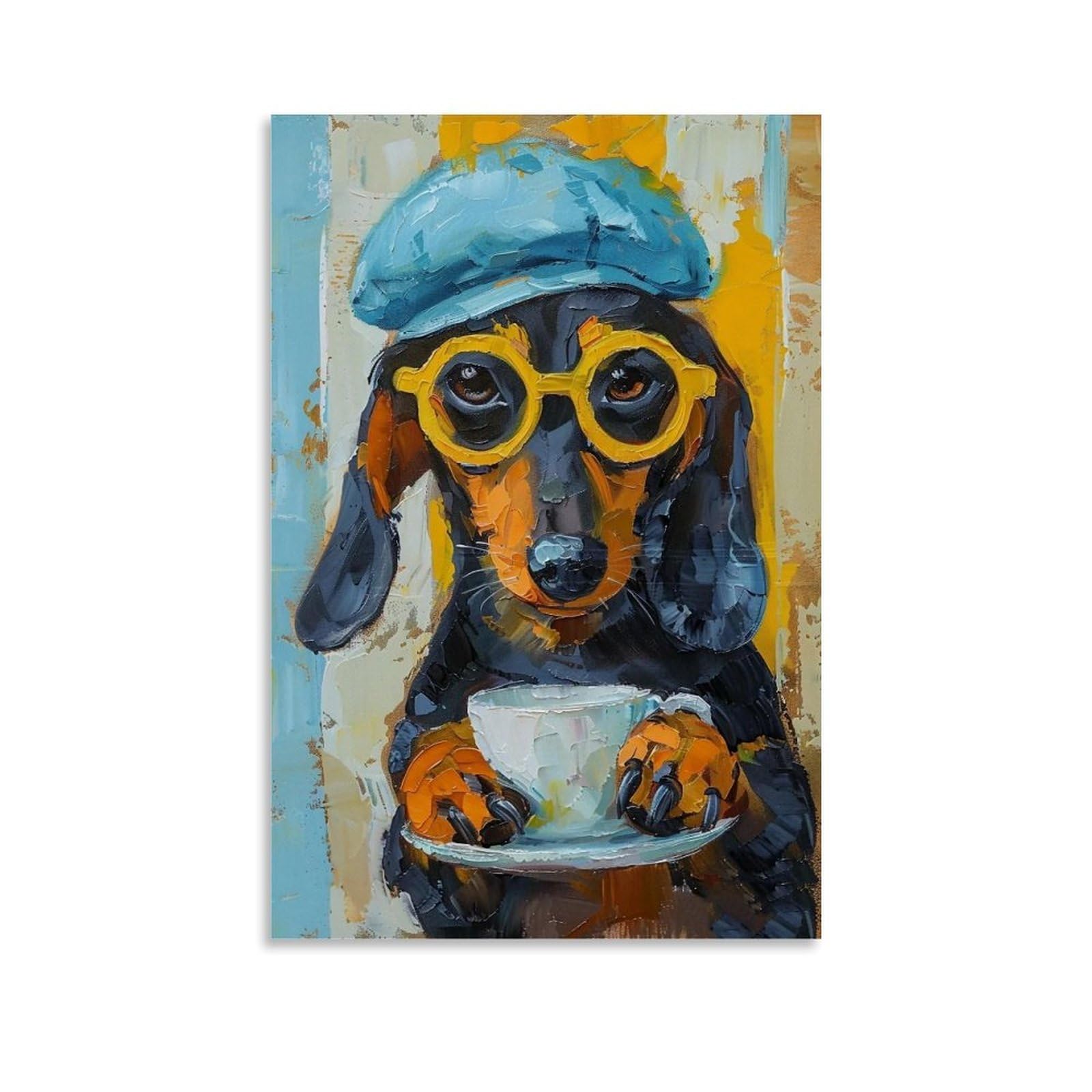 HUERYRYHY Striped Art Hound 04 Poster Wall Art Canvas Vintage Aesthetic Painting Decor for Rooms 20x30inch Unframe-style