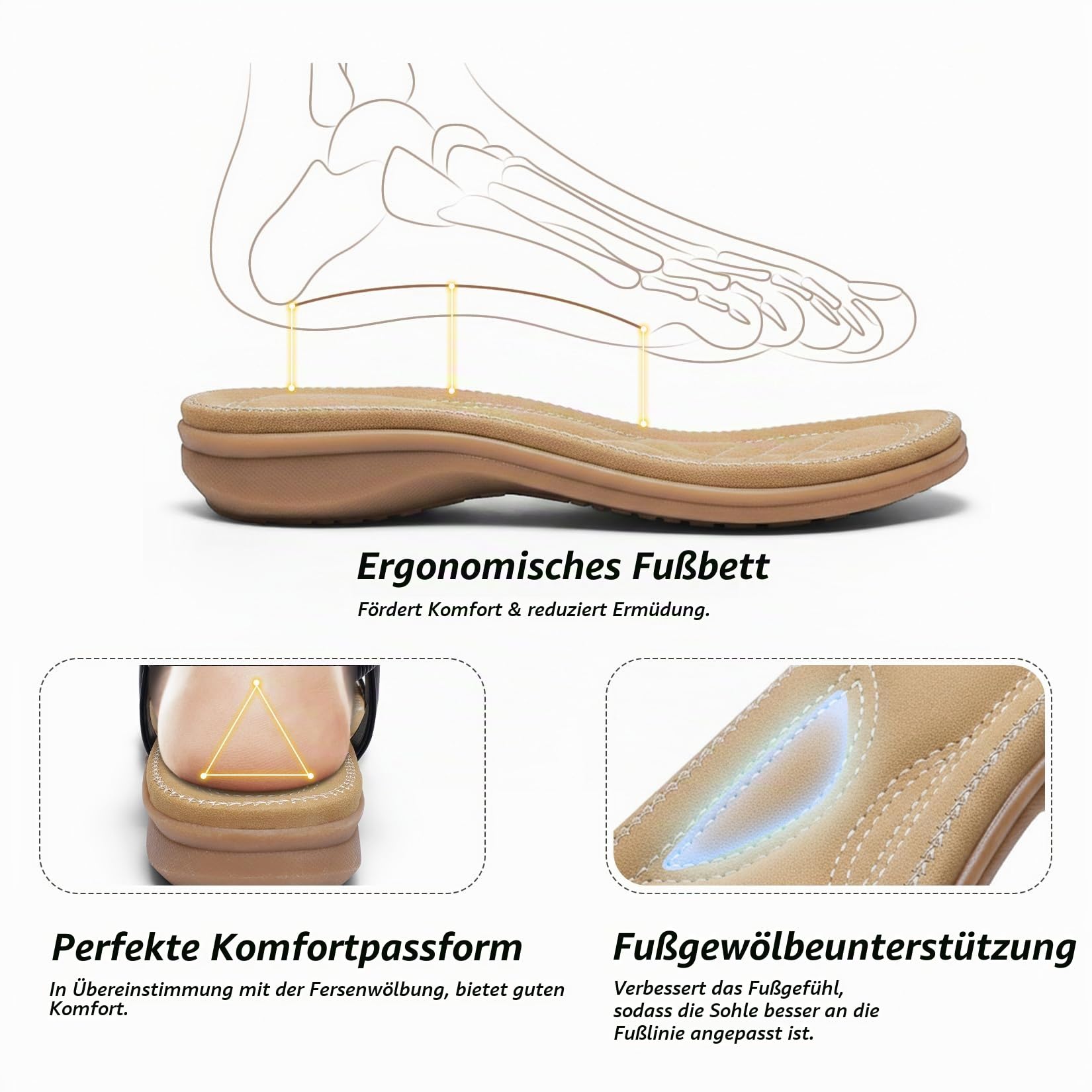 Littleplum Damen Sandalen mit Fußgewölbestütze Bequeme & verstellbare Gladiatoren Sandalen für Strand & Alltag