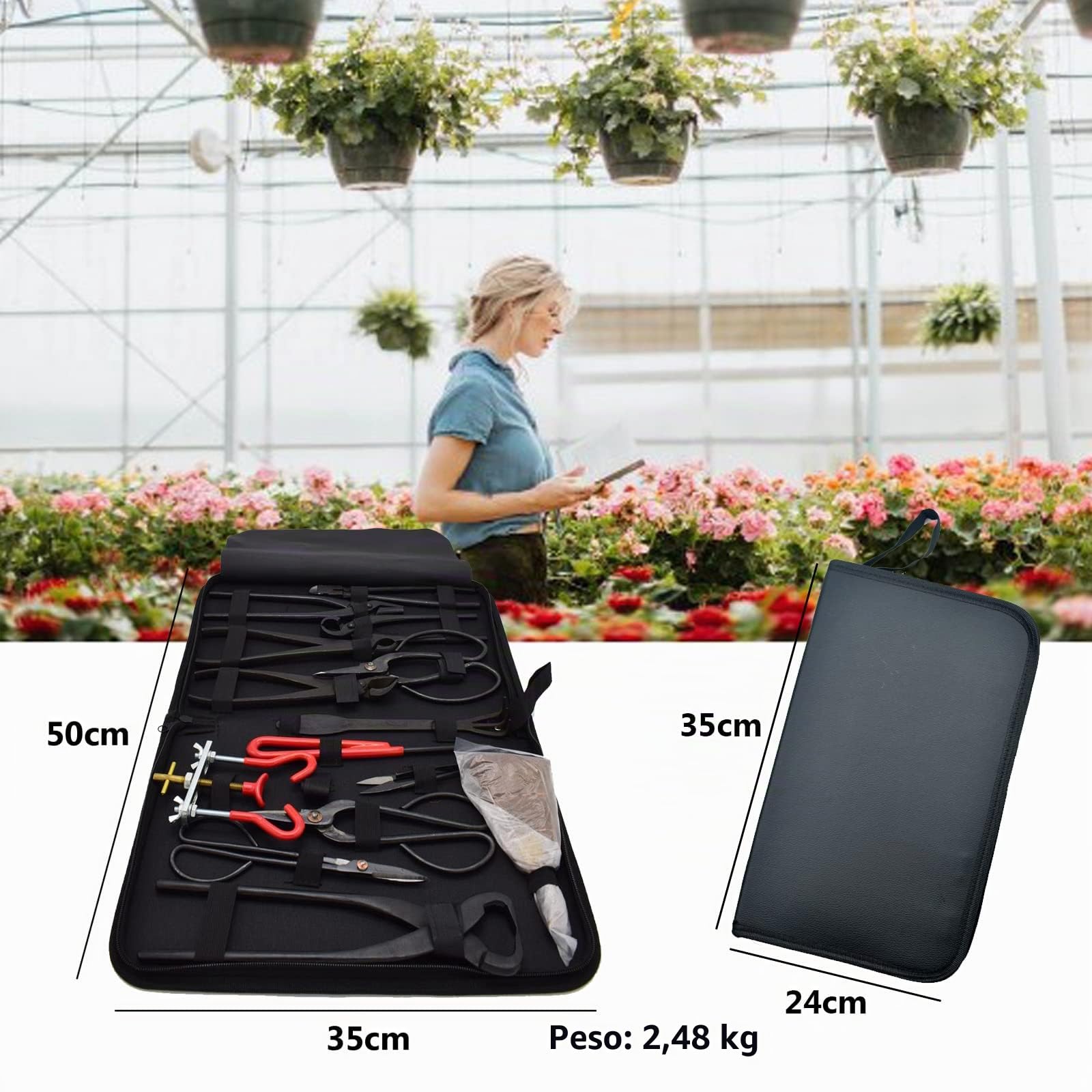 Juego de Herramientas de bonsái de 14 Piezas de Acero al Carbono para Jardinería, Incluyen Tijeras, Alicates y Tijeras de Podar para Jardineria Casera y Plantas de Balcón(C)