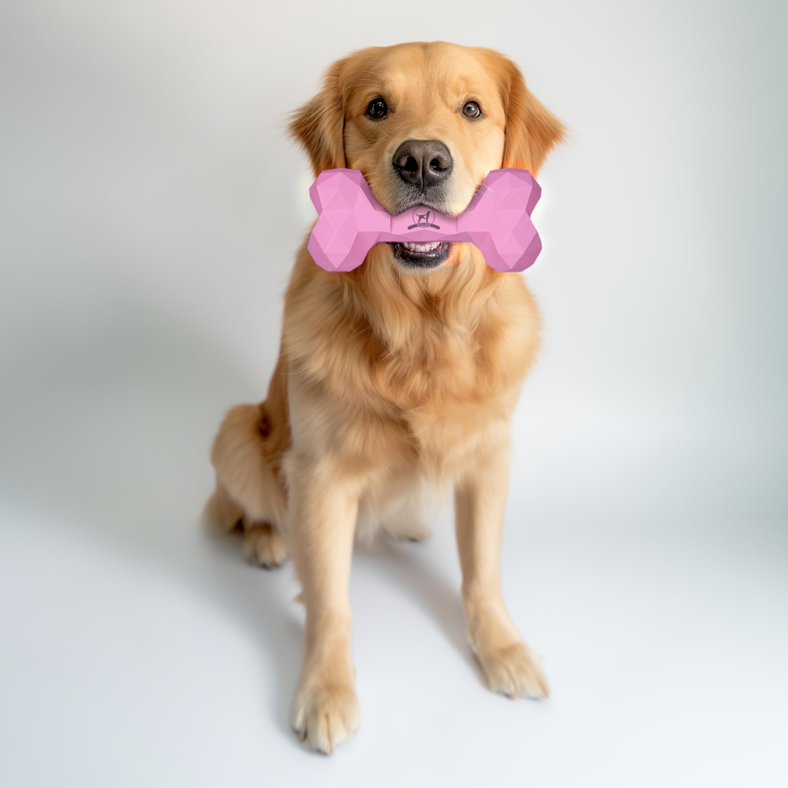 Juguete masticable para perros, hueso robusto y duradero de caucho natural para masticación agresiva - rellenable y bueno para el cuidado dental | Color: Rosa, Tamaño: S