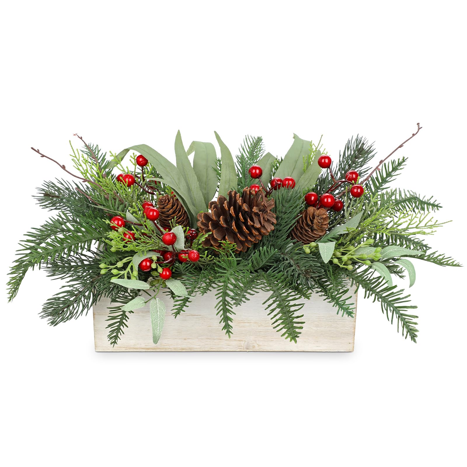 Baies et Pommes de Pin avec Branches de Sapin en Pot Anti-Épines pour Noël