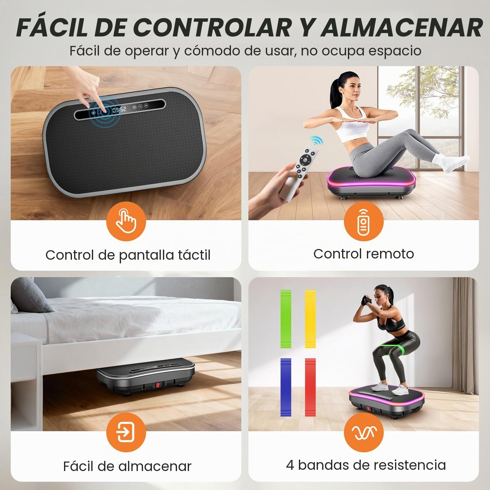 Plataforma Vibratoria, Plataforma Vibración Muscular, 9 Modos Ajustables, 1-120 Niveles De Intensidad, Altavoz Bluetooth Integrado, Control Remoto, Pantalla LED, Capacidad de 150 KG