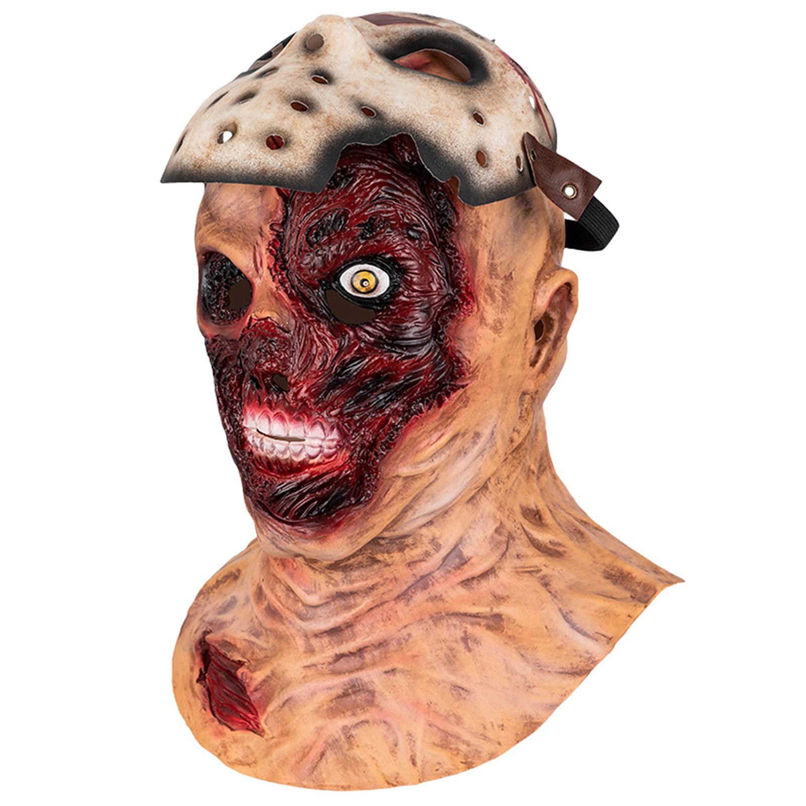 Makoike Double Zombie Mask Horror Scary Zombie Killer Masks Halloween Costume Cosplay Latex Props for Adult Men Women - Image 4