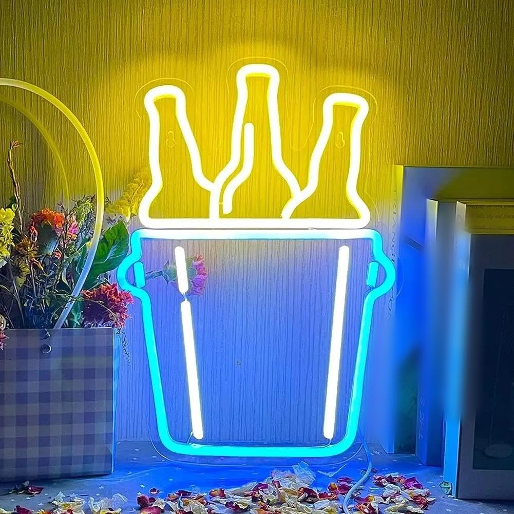 LEMST Sign Lamp Beer Neon Signs, Bar Decor Dimmable USB Power Wall Decor Bedroom Cafe Restaurant Shop Party 27cmх37cm