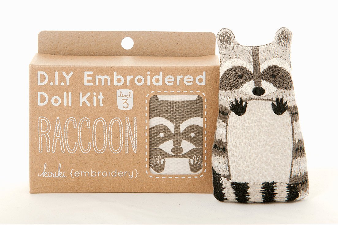 DIY Embroidery Doll Kit by Kiriki Press | 3 Skill Levels - Beginner to Advanced (Raccoon - Level 3)
