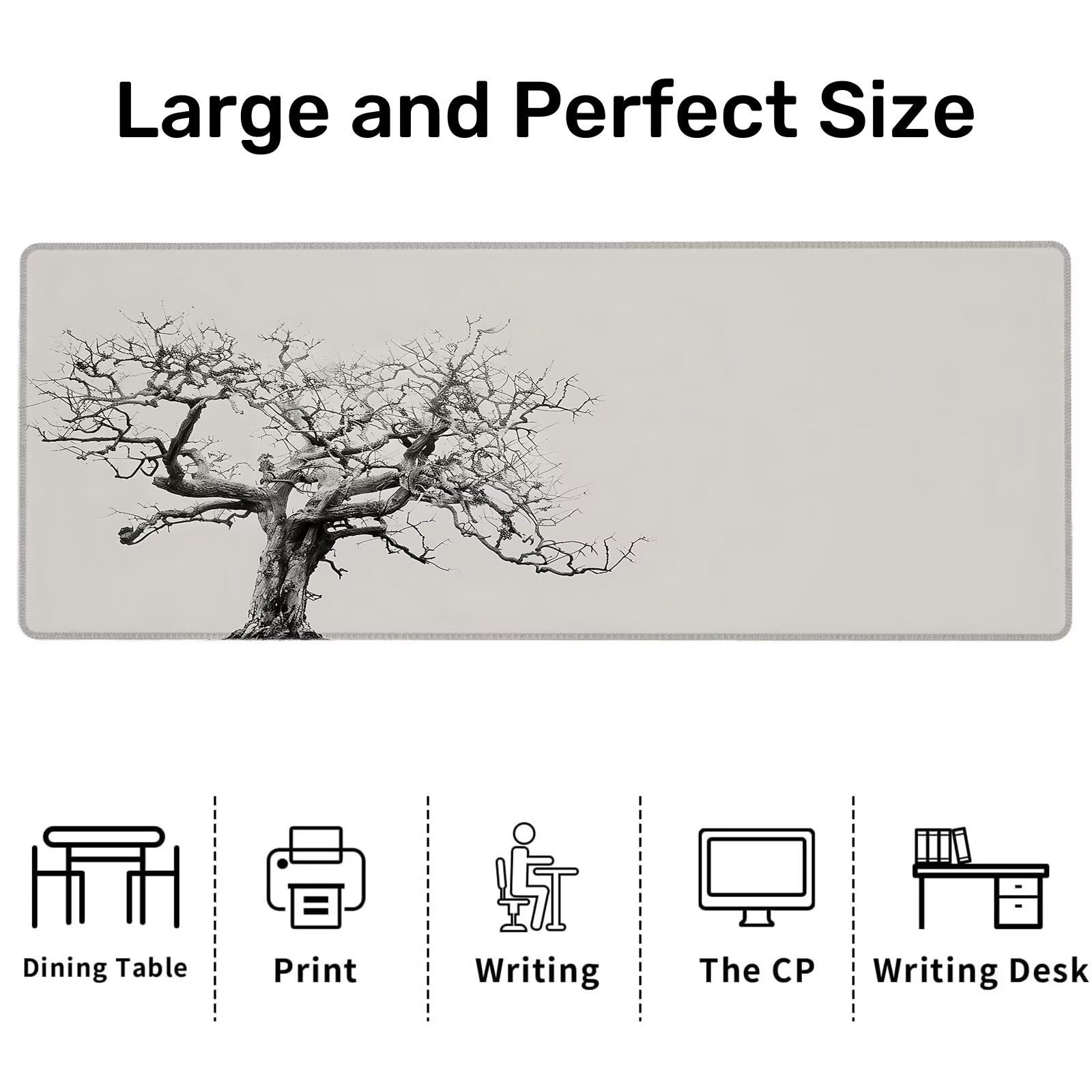 Tapis de Souris de Jeu, Arbre Tapis de Souris XXL 900x400x4 mm, sous-Main Bureau Hiver avec Base en Caoutchouc Antidérapant et Imperméable, Surface Lisse Améliorez la Précision et la Vitesse, F-7