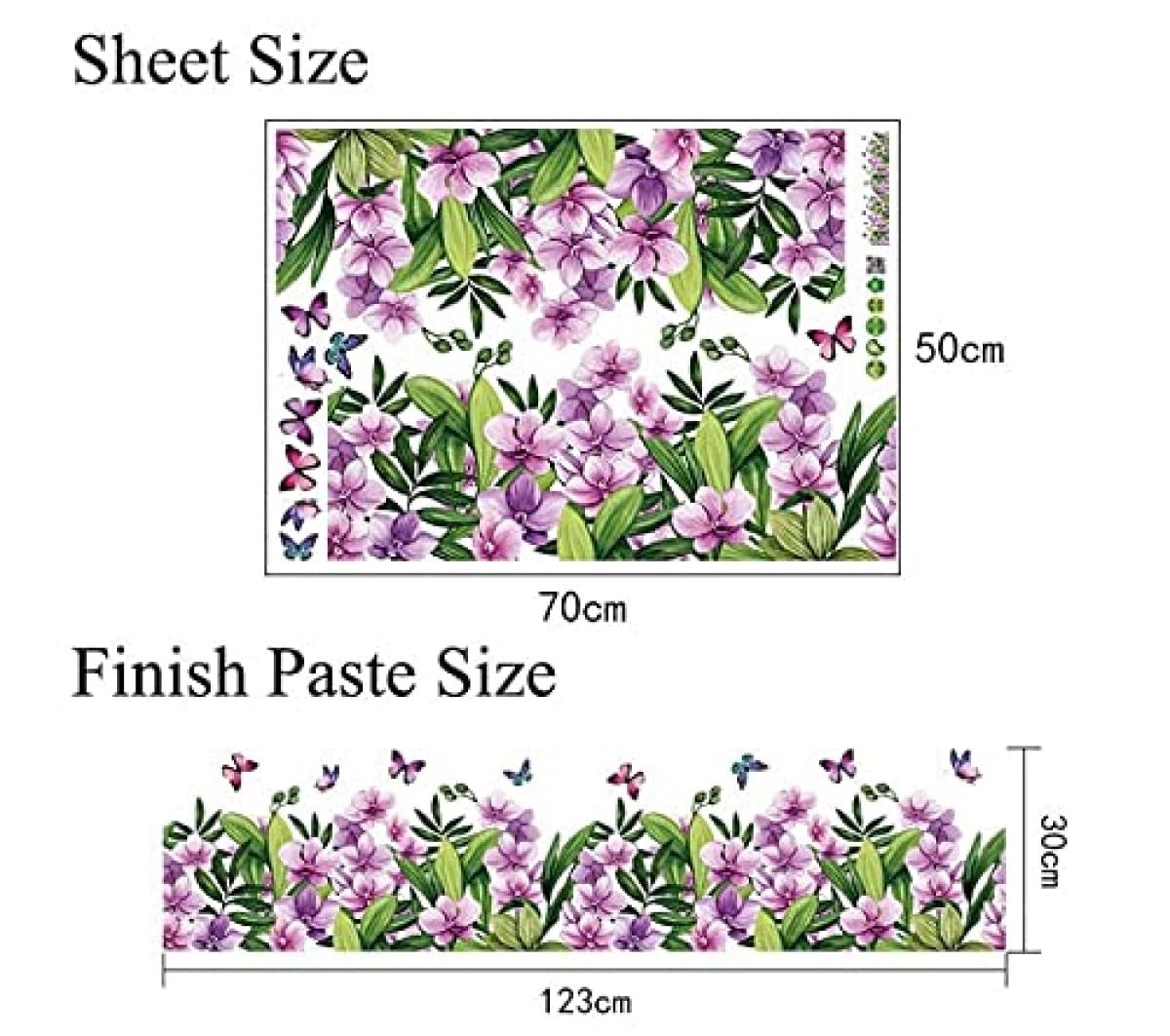 Indian Royals Green Leaves with Purple Flower Wall Stickers for Living Room Flowers, Floral Stickers, Flower Sticker, Nature wallstickers, Garden Stickers for Walls of Home (70 CM X 50 CM)