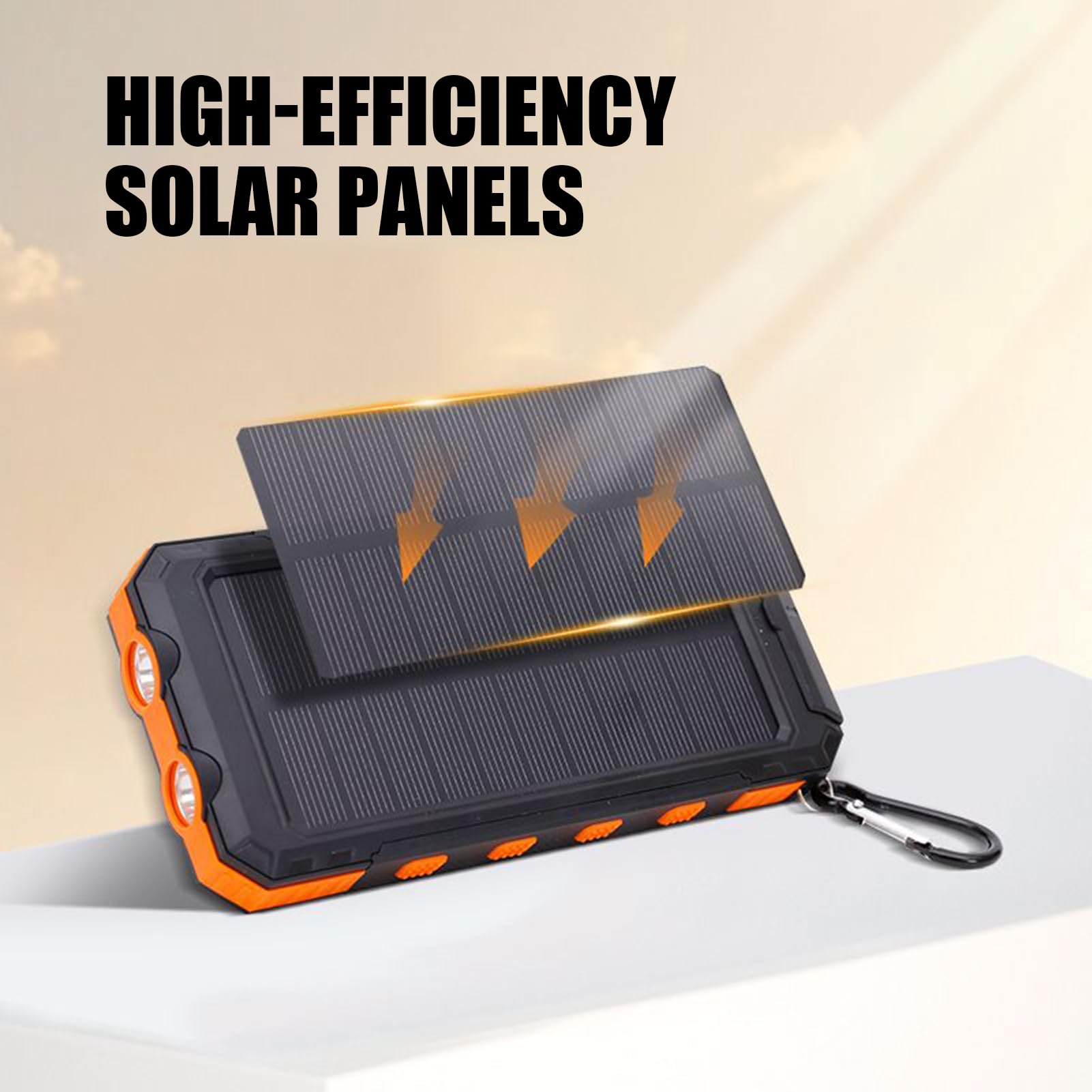 Cargador Solar Power Bank, 20000 mAh Banco De Energía Solar Cargador Portátil con Linterna Phone Charger Power Bank para Acampada Y Exteriores, 15.8x7.8x2.5cm