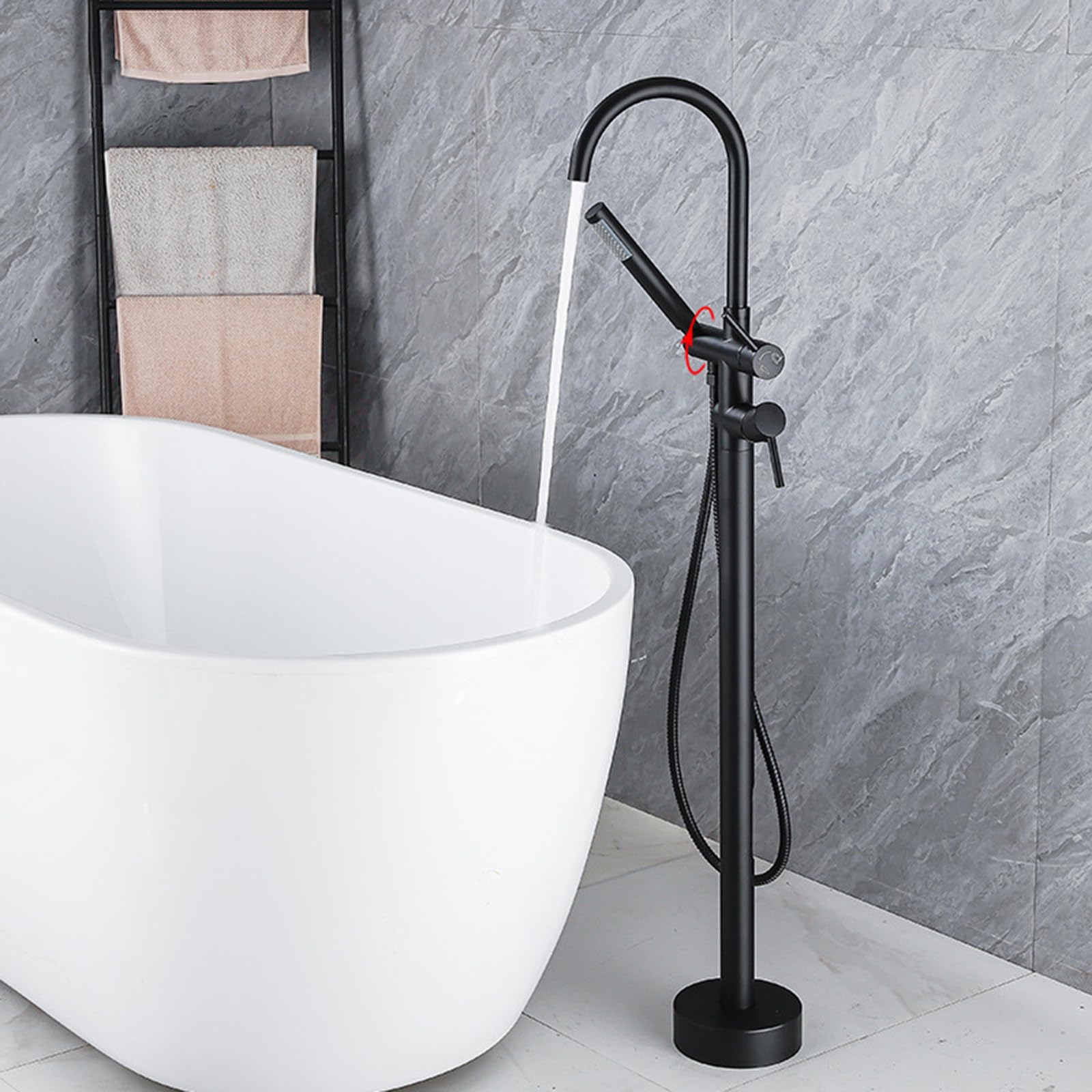 Robinet de baignoire rotatif noir pour spa et maison moderne