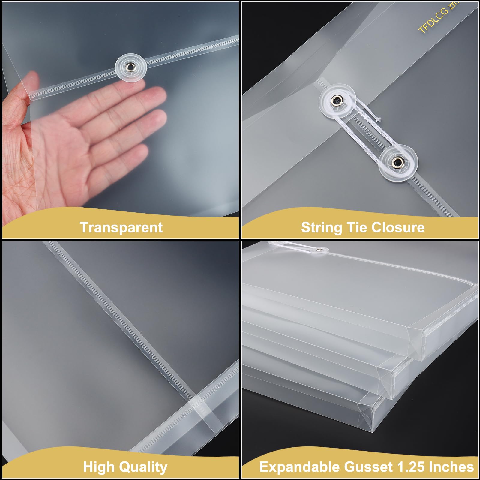 Clear String Tie Document Folders For Organization 12 Pack Clear ...
