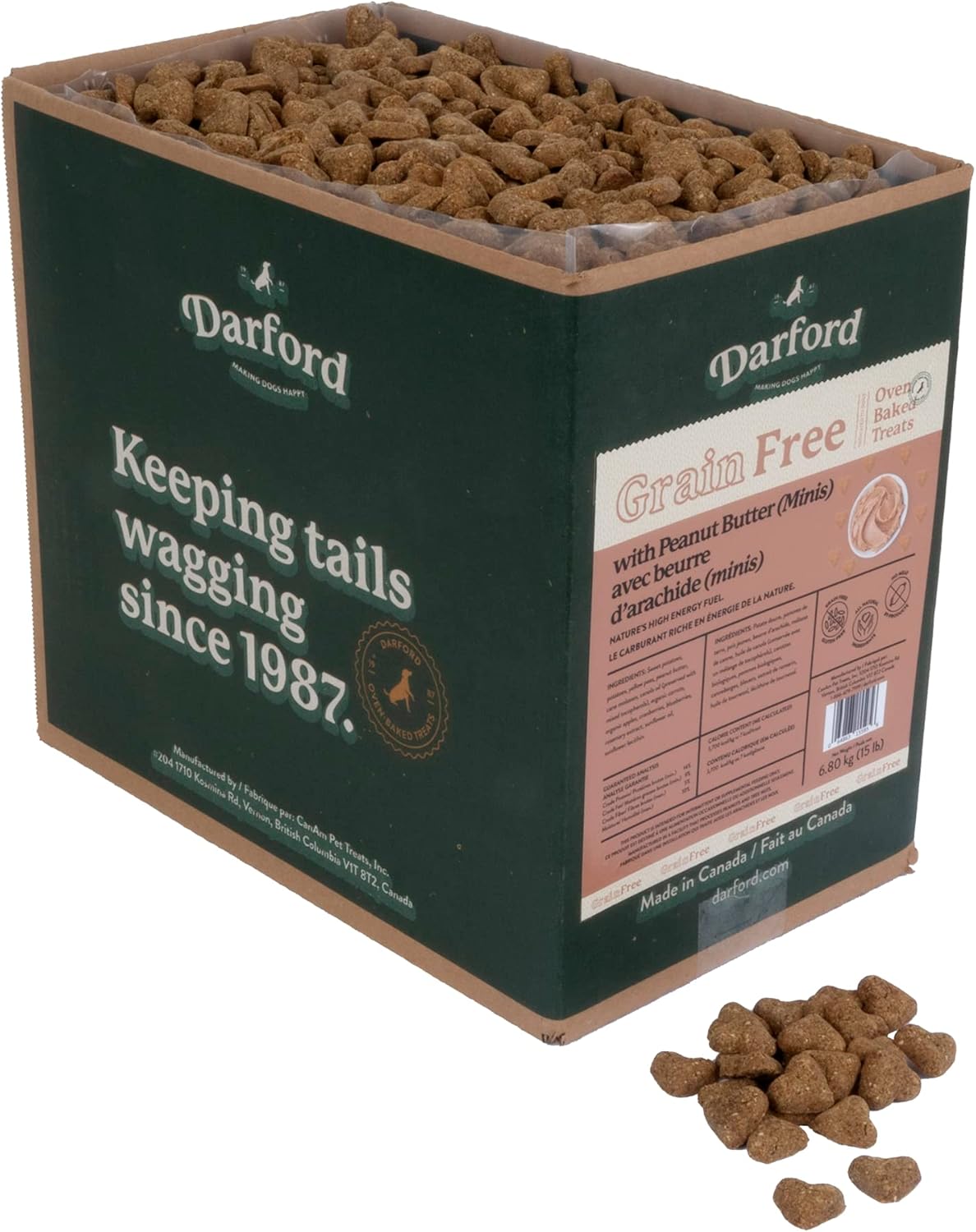 Grain Free Peanut Butter with Mixed Veggies Recipe Minis Heart Dog Treats, 15 lb