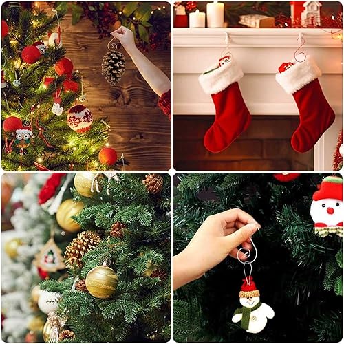 Miniatura 5 de Ganchos para Adornos, Colgadores Dorados para Adornos de Navidad, 100 Piezas de Ganchos para Adornos de Navidad, Ganchos de Metal para Adornos,