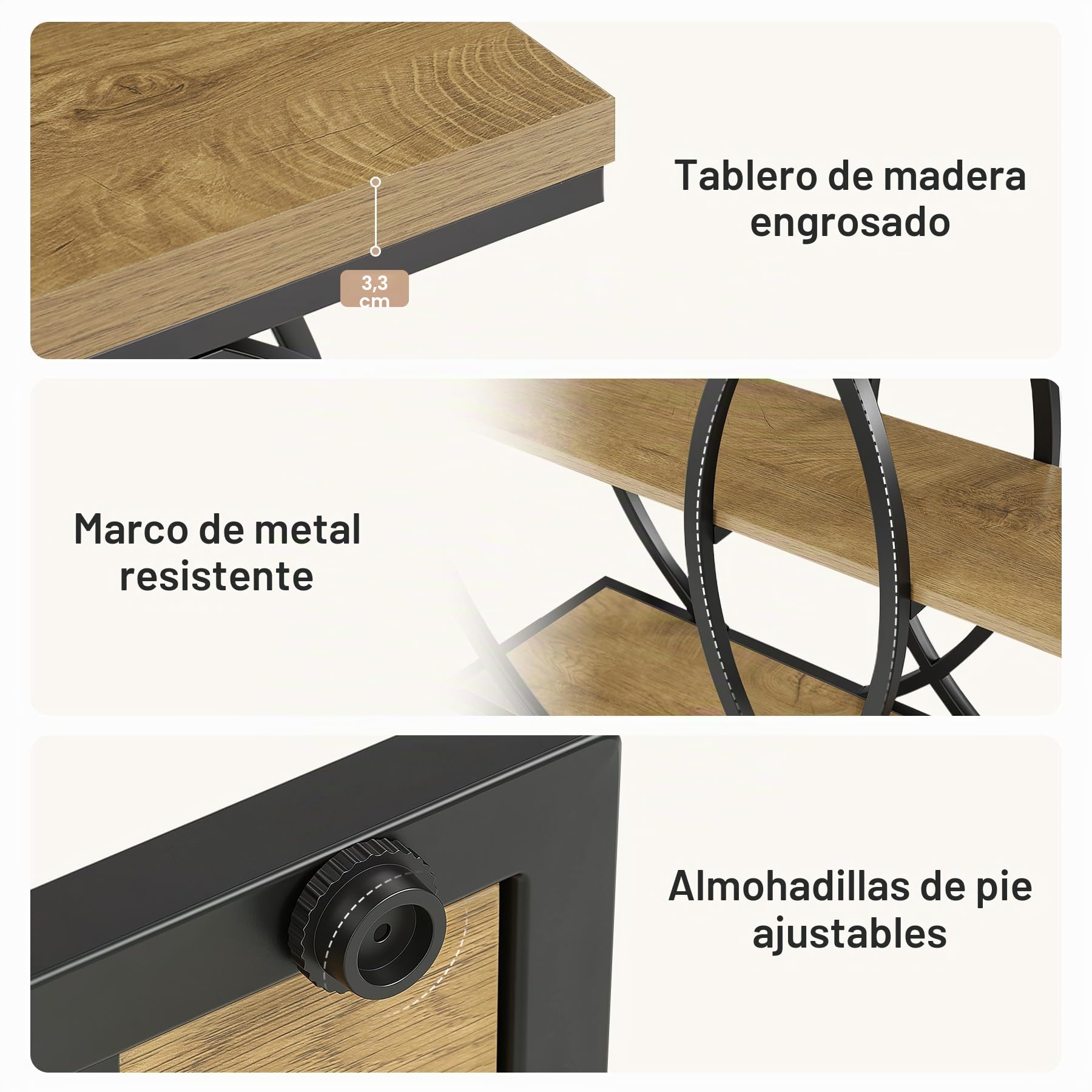 Tribesigns Mesa Consola Industrial 105 cm, Estantería de Entrada de 3 Niveles, Mesa Auxiliar Estrecha con Marco de Metal para Salón, Recibidor y Pasillo, Marrón Rústico