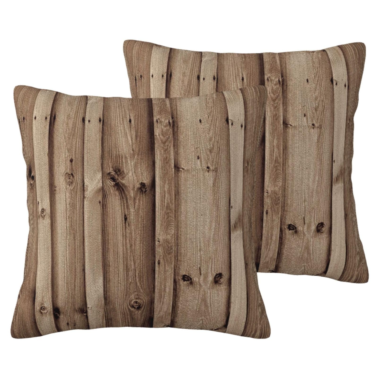 Housse de coussin imitation lin bois lot de 2 pour rénover vos vieux coussins