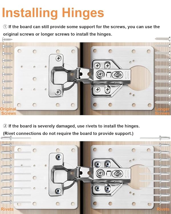 VANVNAV 10 Pcs Cabinet Hinge Repair Plate Kit with 60 Pcs Screws, Sliver by VANVNAV - Used condition - Image 4