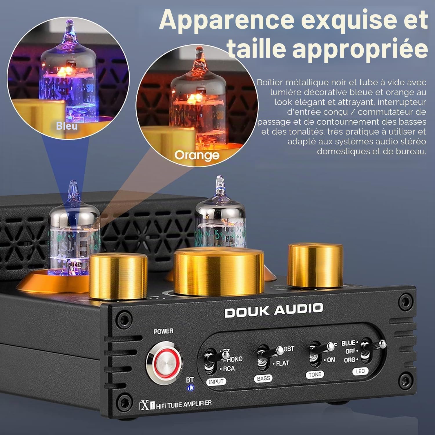 Amplificateur à lampes HiFi Bluetooth 5.0 - Amplificateur audio à tube de soupape - Amplificateur phono MM - 320 W
