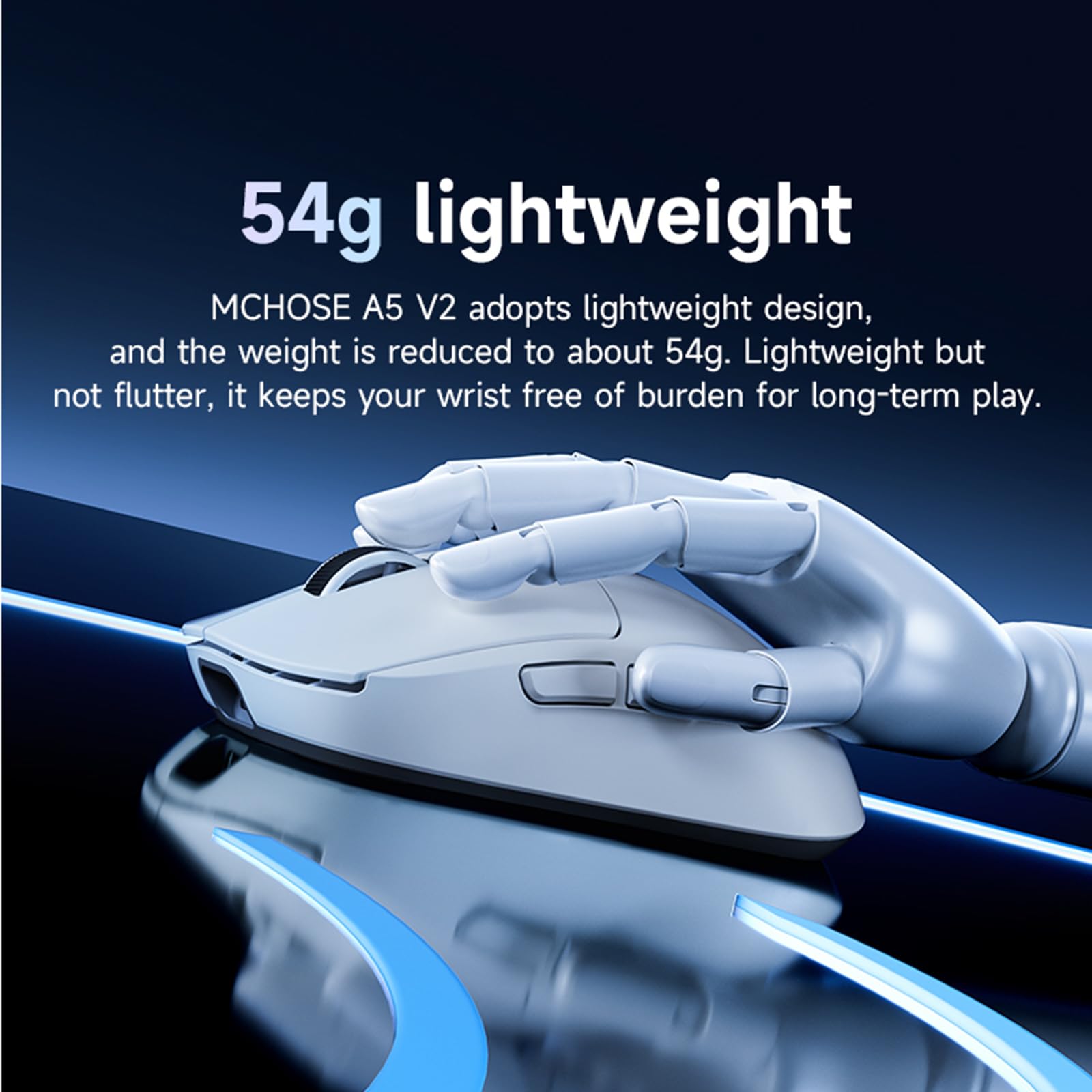 MCHOSE A5 PRO Dual Mode Wireless Mouse 26000DPI PAW3395 Optical Sensor Nordic 52833 Chip 4khz Gamer Mice For Desktop Computer Laptop Pc