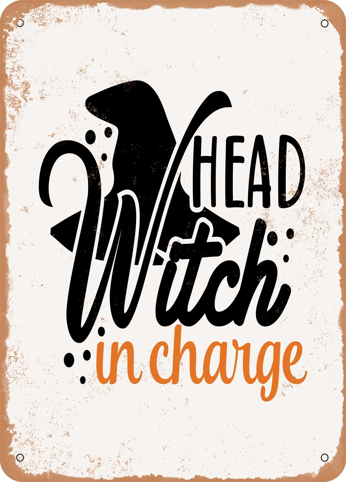 Miaomansenstore Metal Sign - Head Witch In Charge - Vintage Rusty Look Home Decor