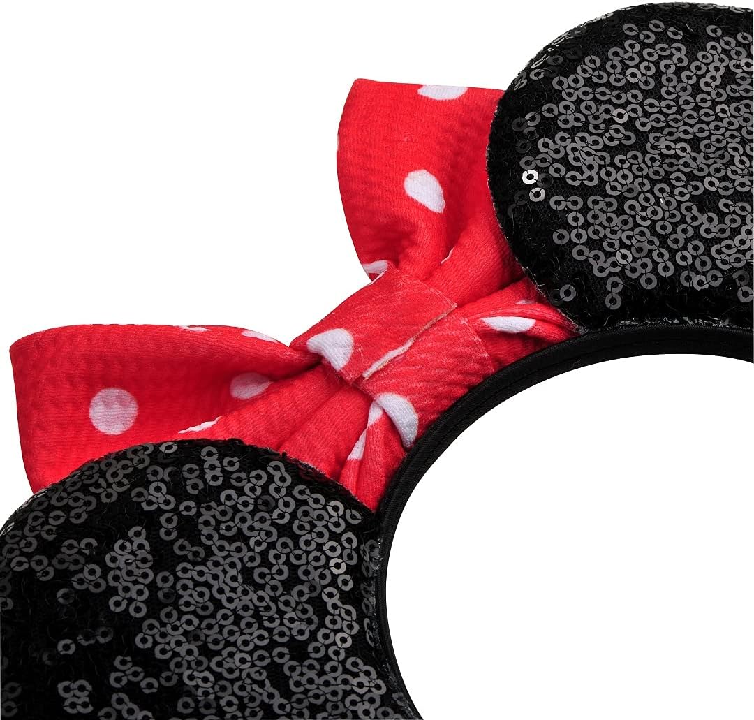 FANYITY Mouse Ears, Sequin Mouse Ears Headband for Girls Women Halloween Birthday Party (Pink dots) image 4