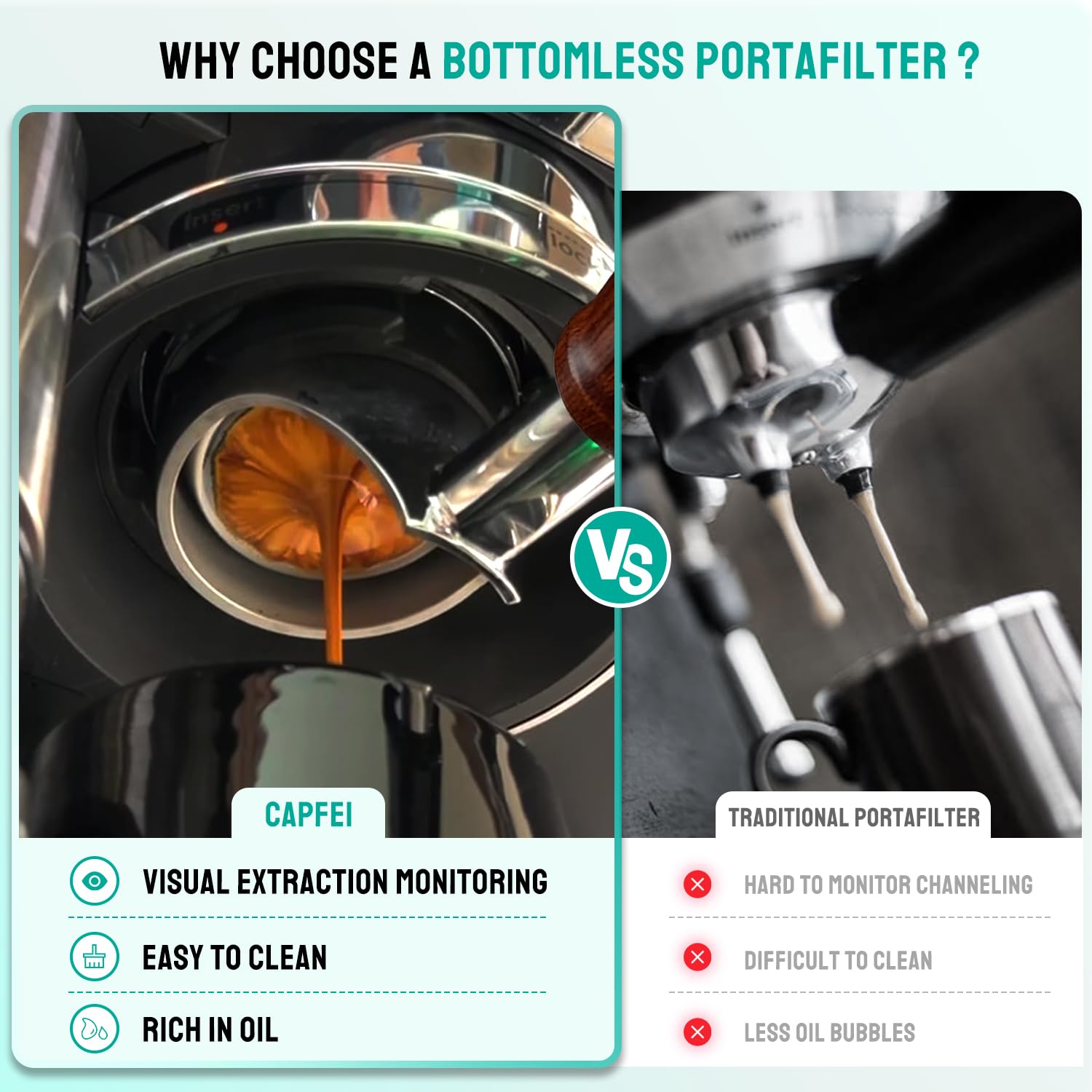 Portafiltro sin fondo para modelos Ninja Luxe Café ES601 y ES701C | Cesta de filtro no incluida | Compatible con cesta de filtro | Mango ergonómico de madera