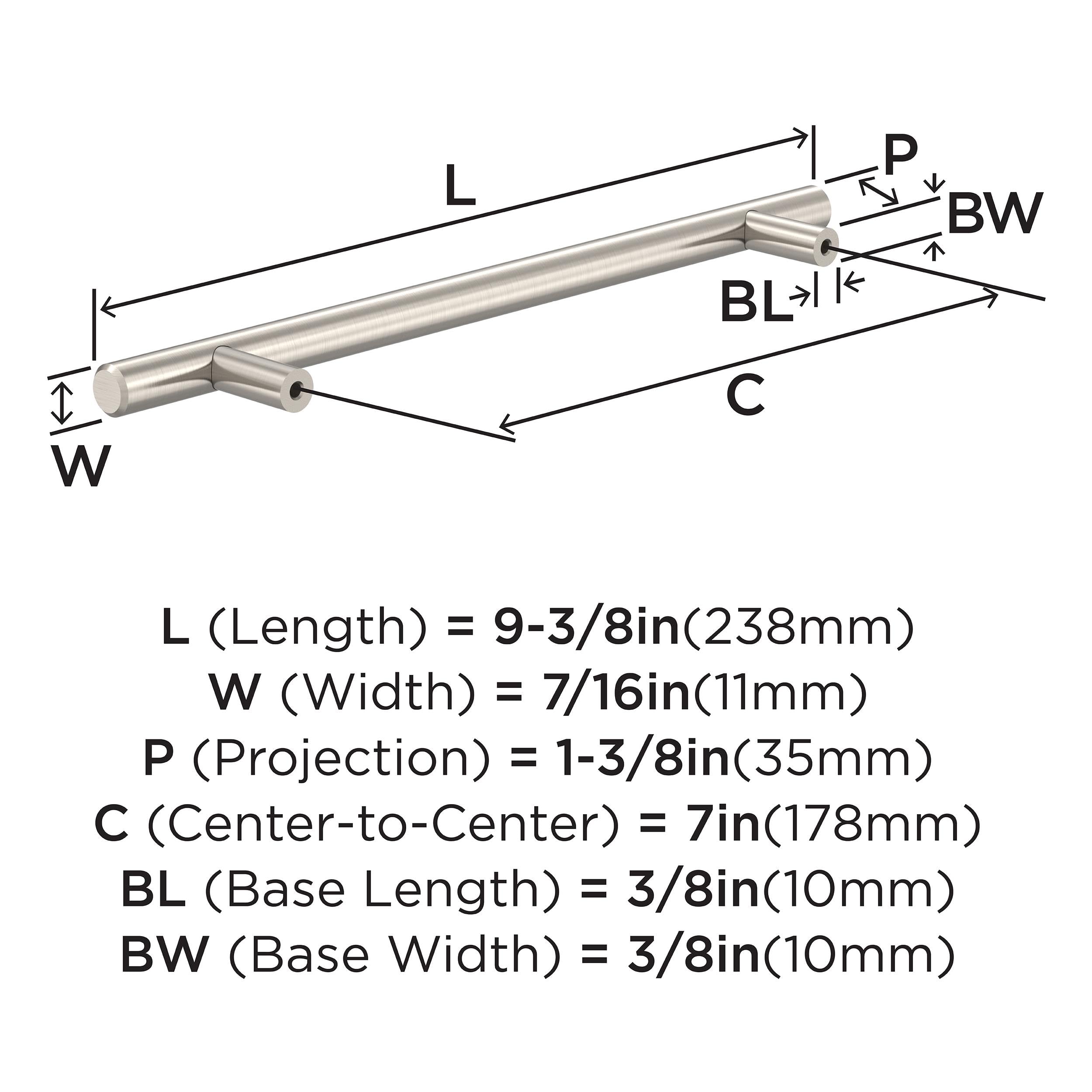 Amerock BP1178CSG9 Sterling Nickel Cabinet Pull, 7 inch (178mm) Center-to-Center - Image 4