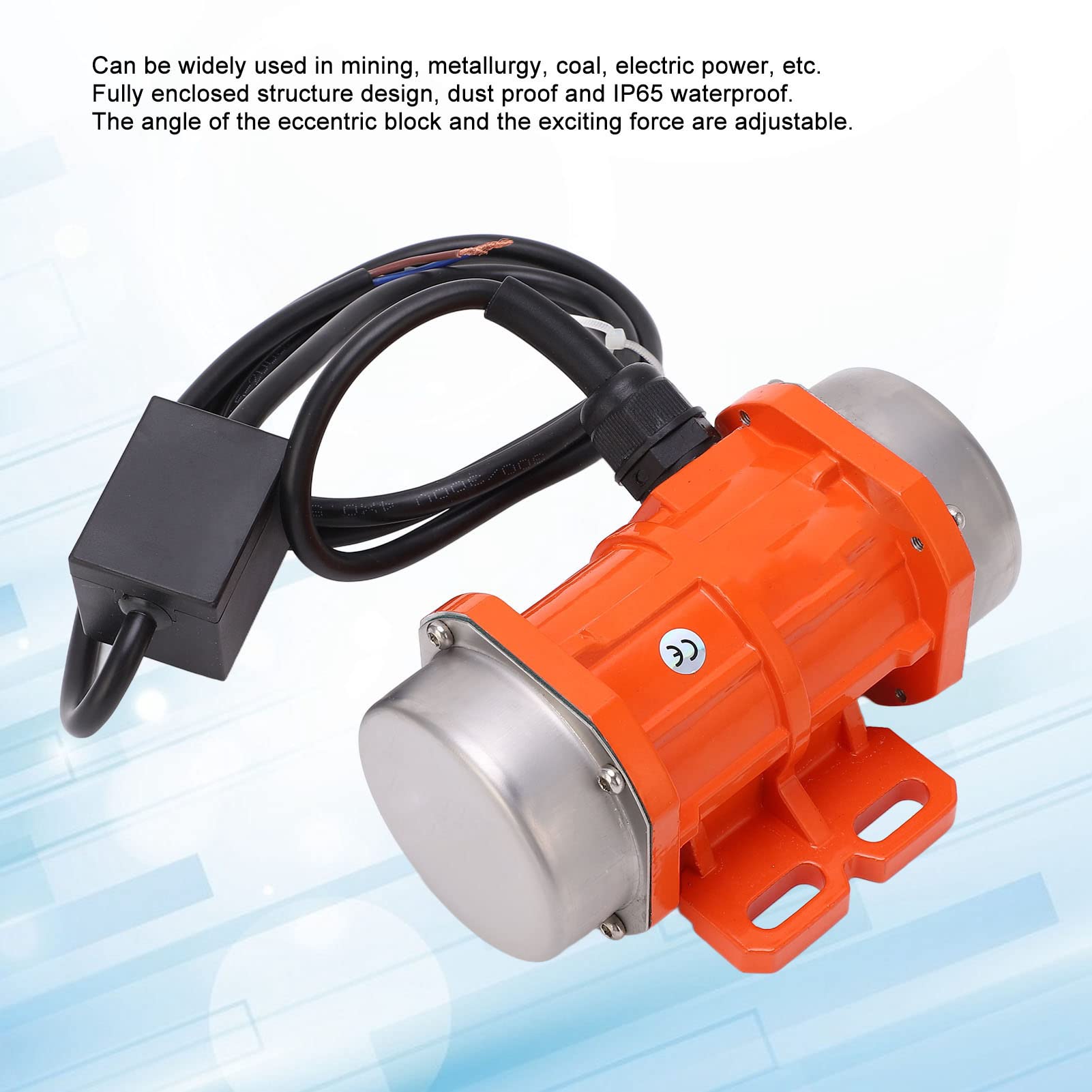 Motor Vibración Industrial 100W Monofásico 220V Aluminio 3000 RPM IP66 Minería Construcción Bloque Excentricidad Ajustable
