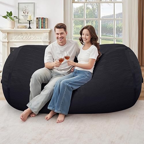 Miniatura 147 de HABUTWAY Puf gigante de 2 pies para adultos, con relleno de espuma viscoelástica, puf grande con funda de terciopelo holandés extraíble para sala de