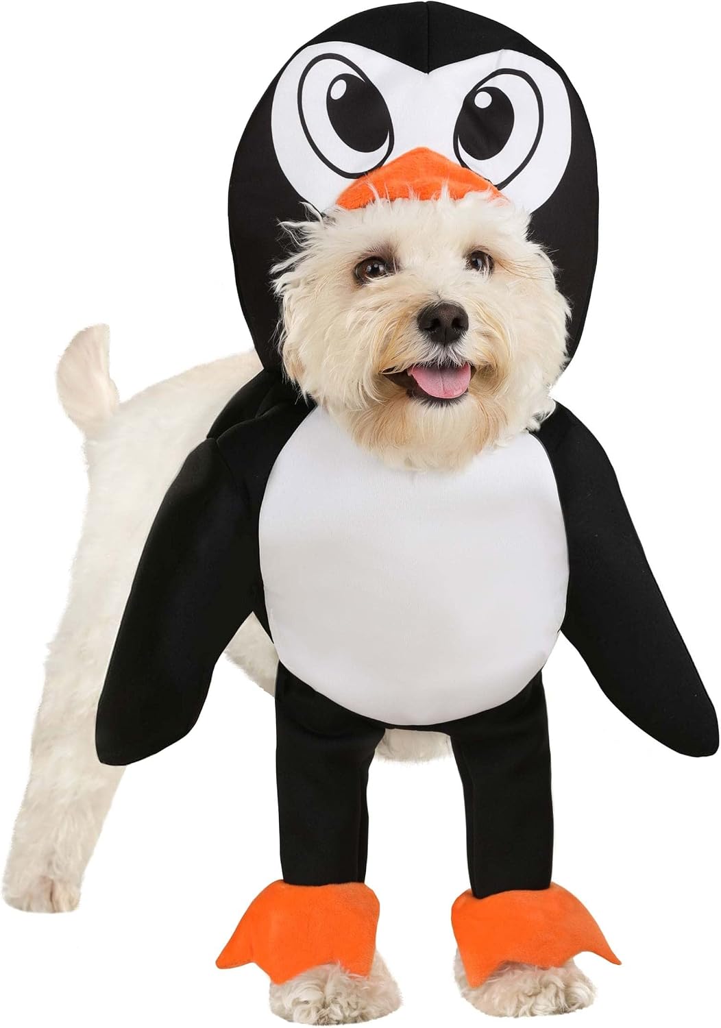 Fun Costumes Penguin Costume for Dogs, Pull Over with Hood, Elastic Waistband, Collar Access Hole M