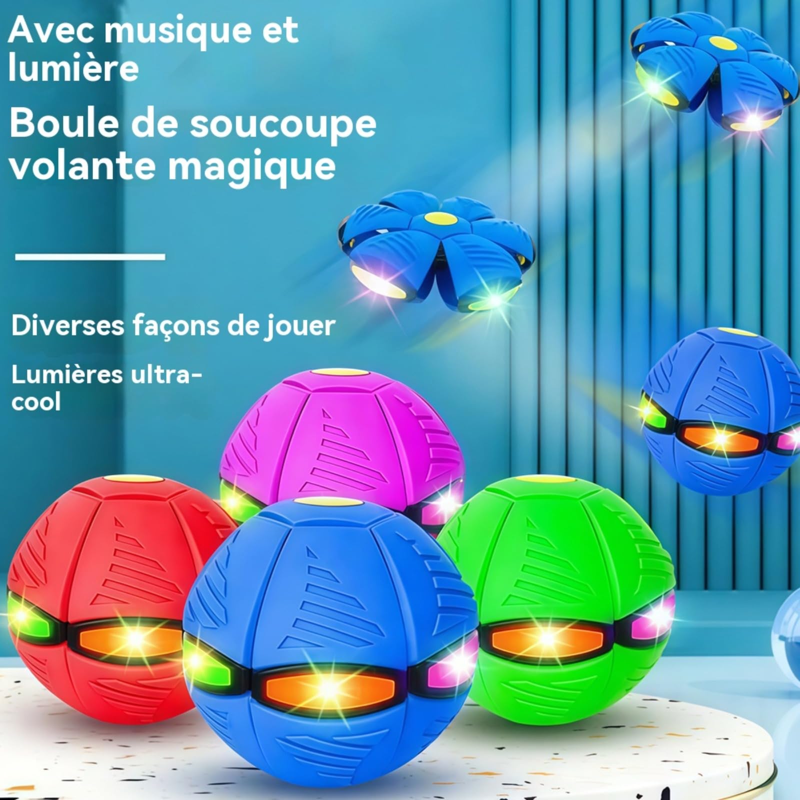 Generisch Ballon Sauteur pour Enfants, Soucoupe Volante Magique, Jouet Lumineux