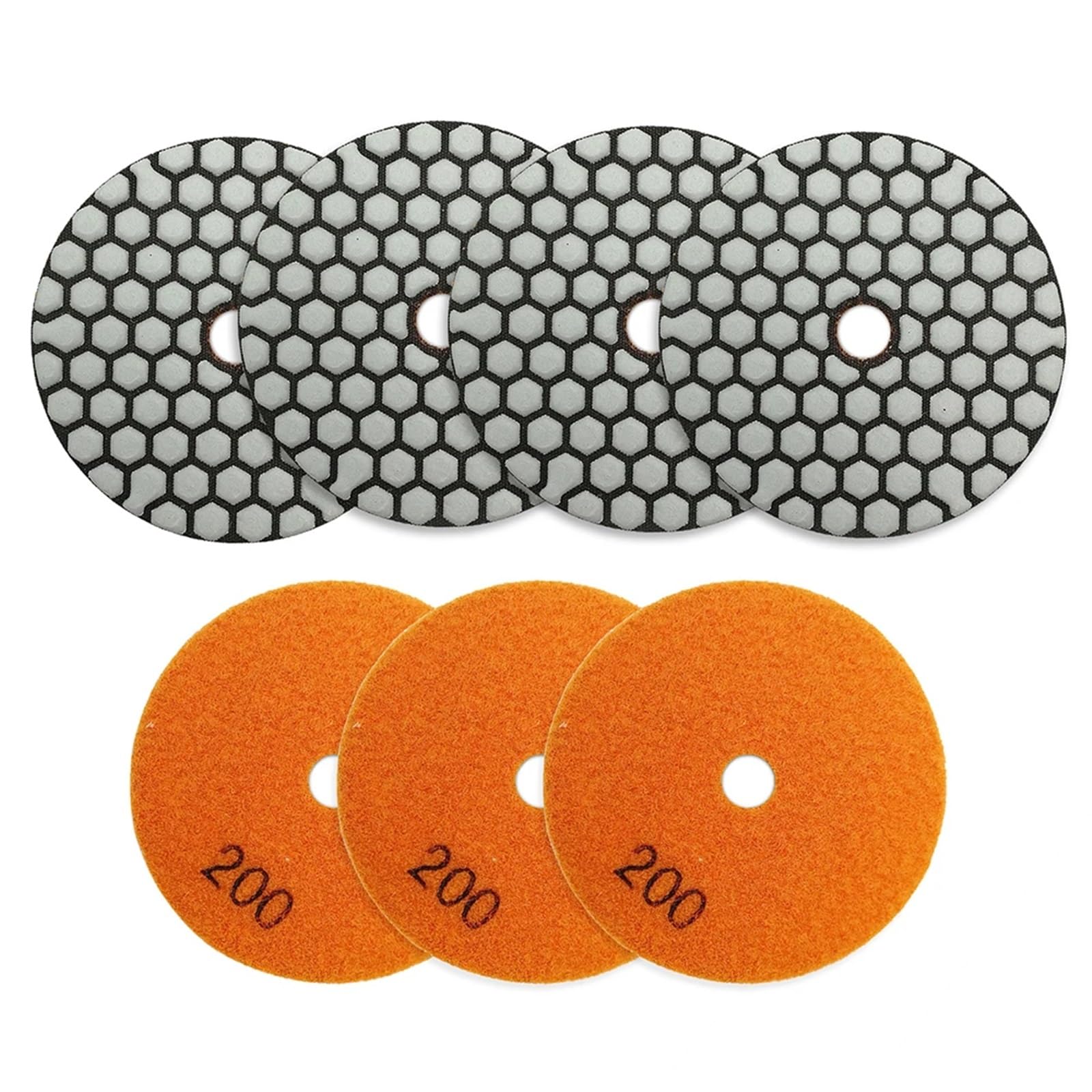 Almohadillas de pulido Almohadillas de pulido en seco diamante, 7 unidades/juego, diámetro 100mm, grano 800, for mármol, granito, cerámica, pulidor piedra, disco lijado(Grit 200,7 Pcs)