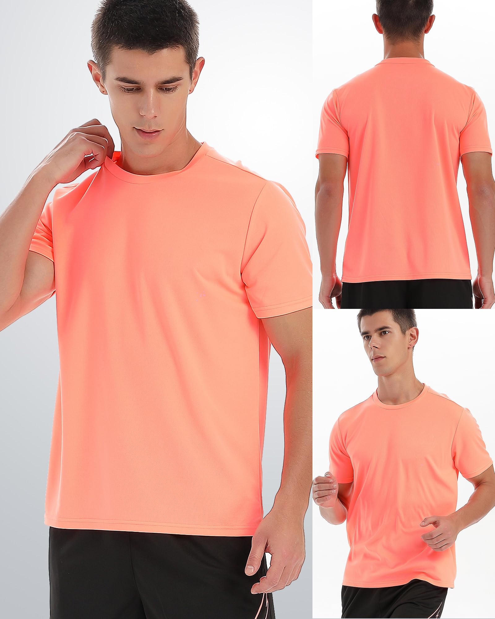 Lot de 5 t-shirts d'entraînement pour homme - Course athlétique - Course à pied - Gym - Séchage rapide - Manches courtes - Col rond - En vrac